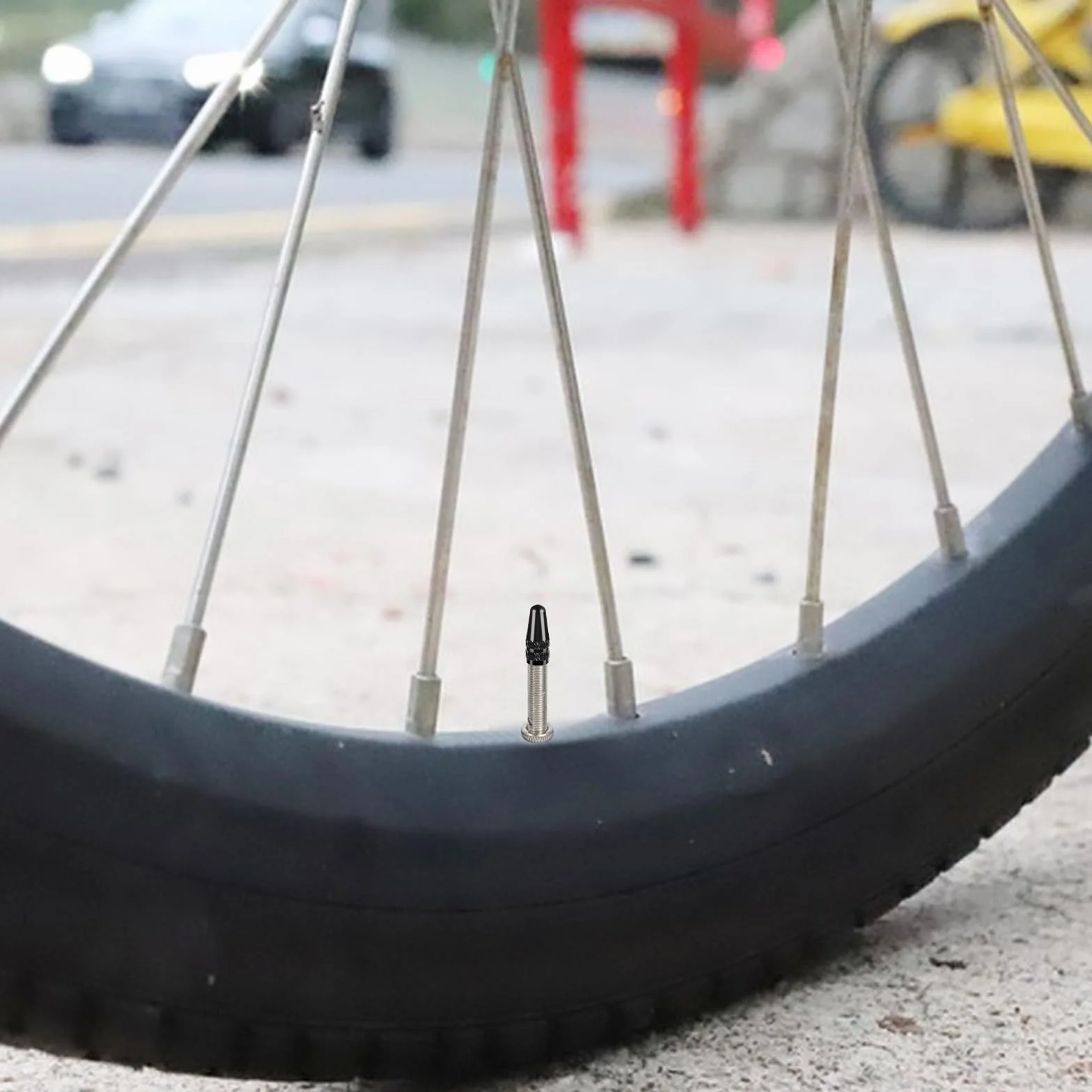 Abeillo Czarna nasadka na wentyl Presta, 8-pak aluminiowych anodowanych nasadek na wentyl rowerowych, osłony na trzpień opon, do rowerów górskich, wyścigów szosowych (styl rakietowy)