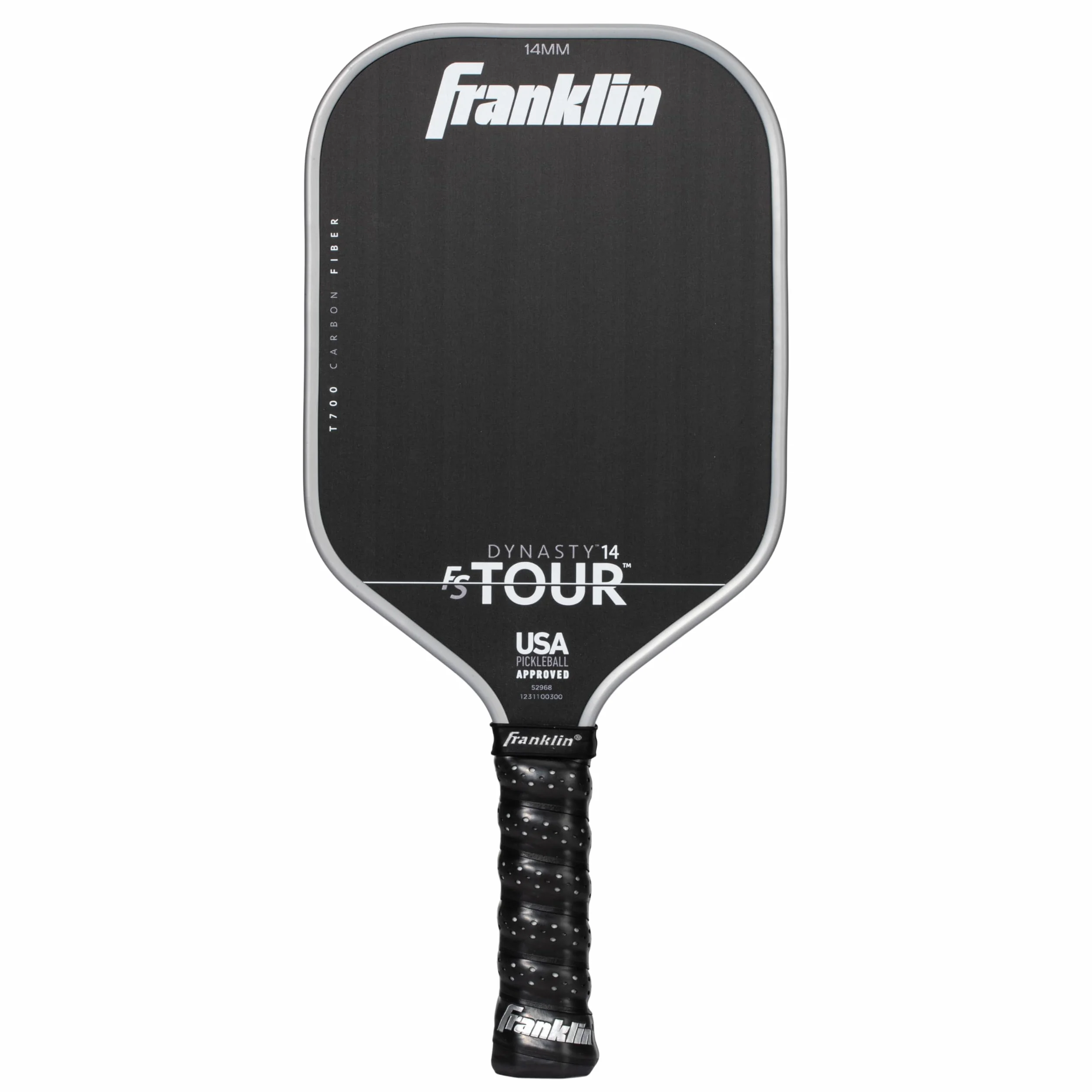 Franklin Sport Pro Pickleball wiosła, seria FS Tour z włókna węglowego, oficjalne wiosła USA Pickleball (USAPA), wiosło Dynasty Pro Player - rdzeń polimerowy 14 mm - szare