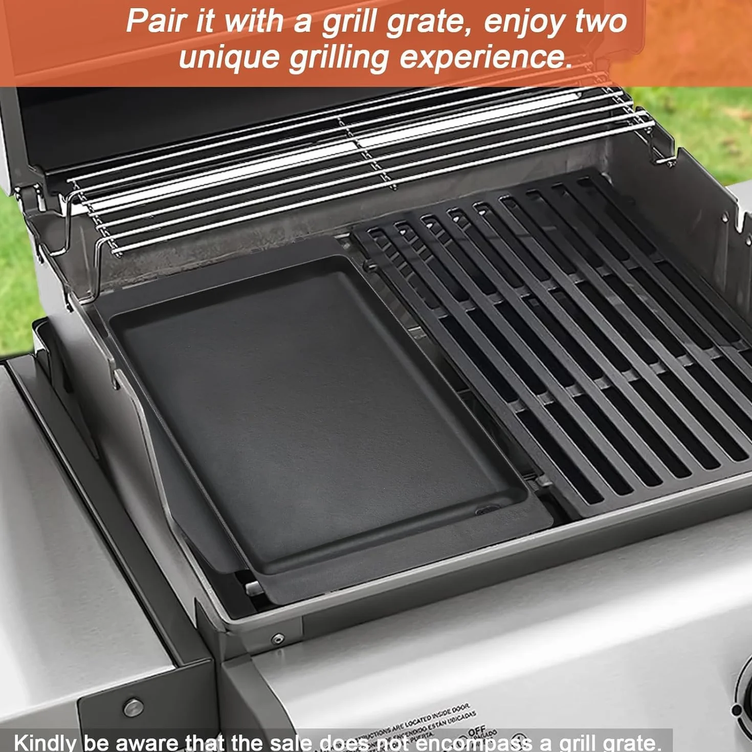 Denmay 7658 Żeliwna płyta grillowa do Weber Spirit I II, do Weber Spirit E210 E220, S210 S220, E310 E320 E330, S310 S320 S330, grill gazowy Plancha zamiennik do Weber 7598 7597, 1 opakowanie