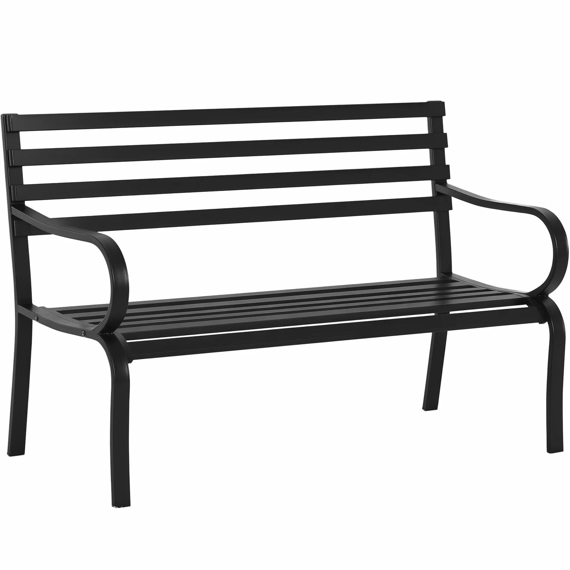 Outsunny® Ławka ogrodowa metalowa 2-osobowa czarna