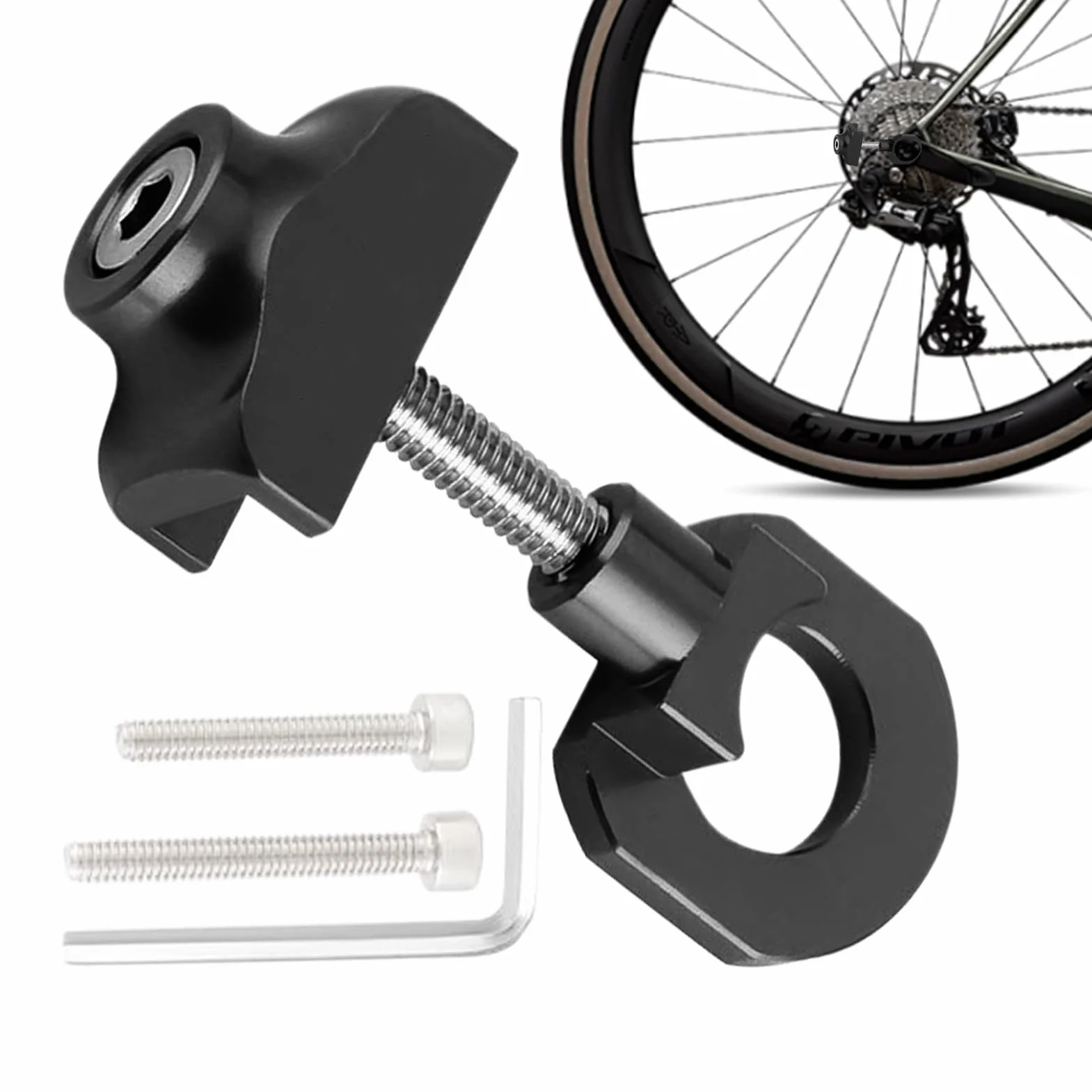 Bike Chain Tensioner, Portable Cycling Fastener, Chain Stabilizer Tool, 2x1.22x1.2cm Safety Enhancer, Fit, Black, for Men’s and Women’s Biking Performance Convenience