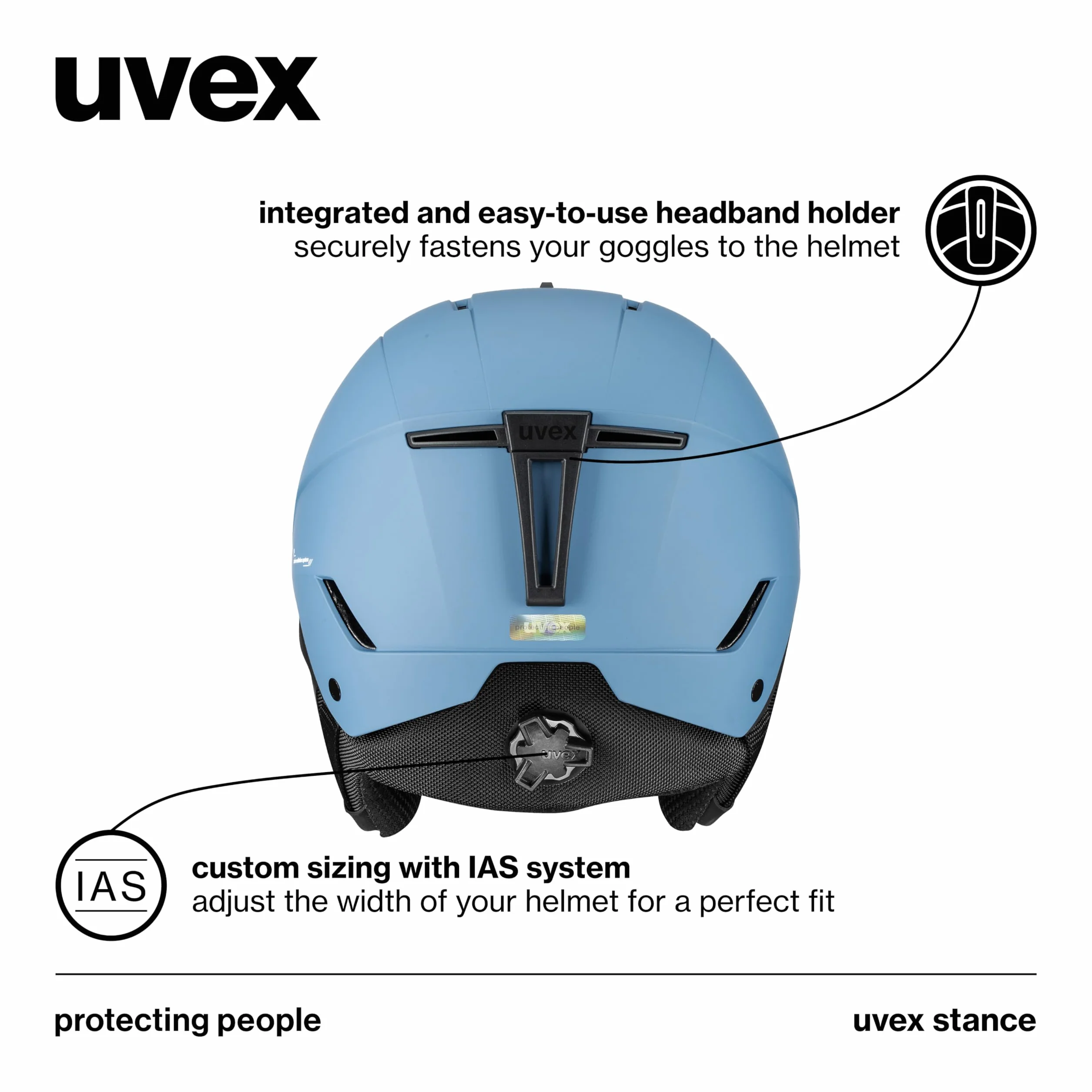 uvex stance, Kask narciarski unisex-dorosły, stone blue matt, 54-58 cm