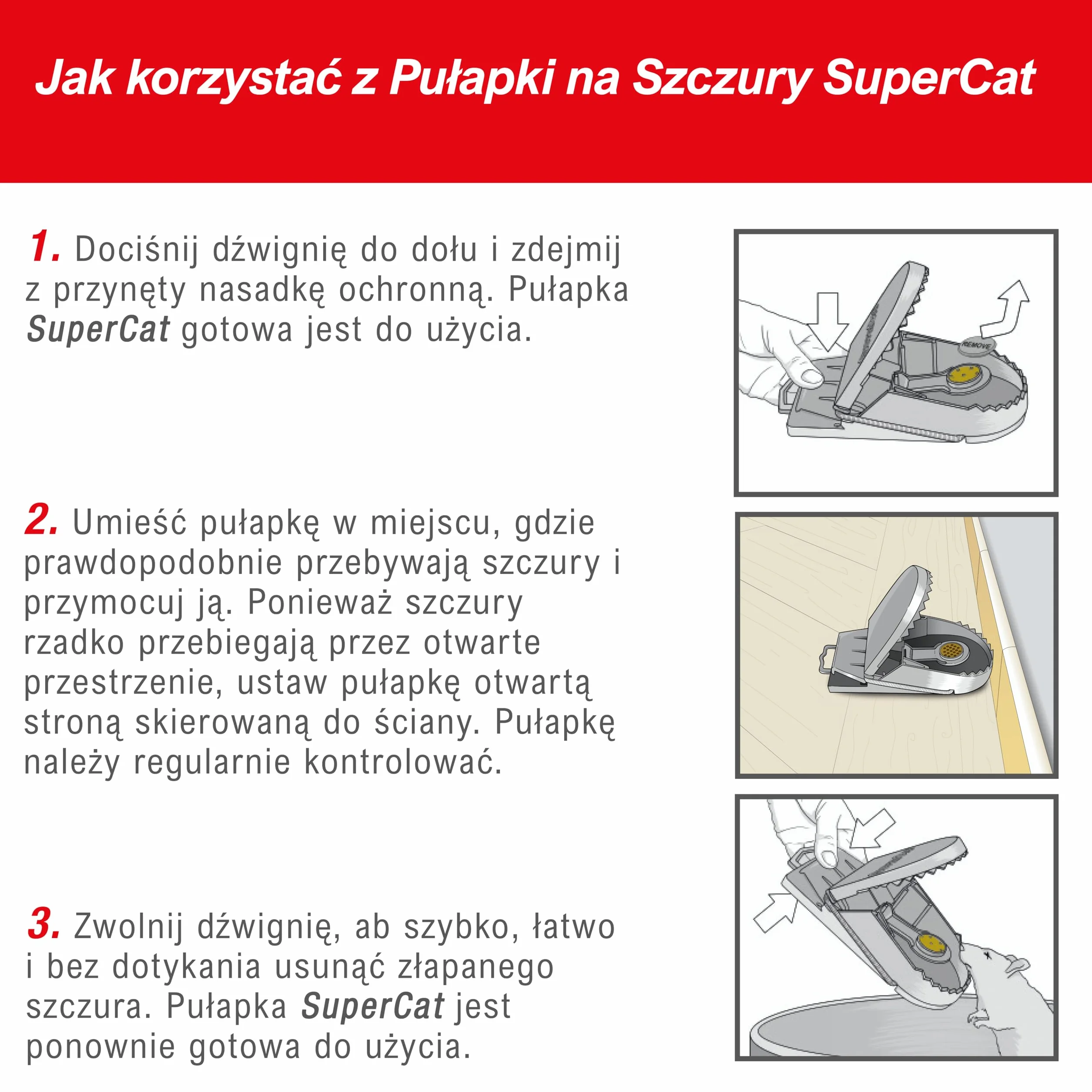 SWISSINNO Pułapka na szczury SuperCat – 1 pułapka + 2 strzykawki z przynętą – Patentowany system – Gotowa do użycia – W zestawie wymienne przynęty orzechowe - Skuteczne łapania gryzoni