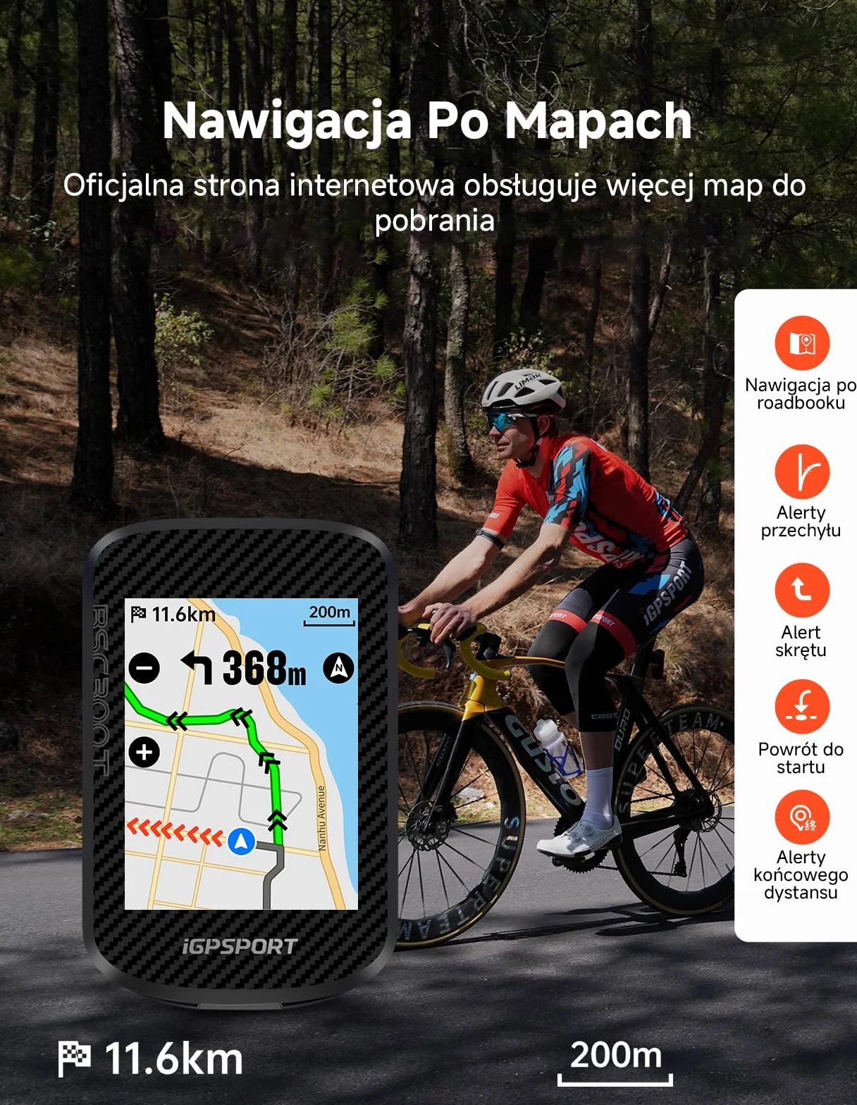 iGPSPORT BSC300T Licznik Rowerowy GPS, Kolorowy Ekran Dotykowy 2,4 Cala, Funkcja Nawigacji Map, Funkcja Treningowa, Obsługa 130 Danych, Kompatybilny z Rowerami Elektrycznymi,BSC300T Zestaw