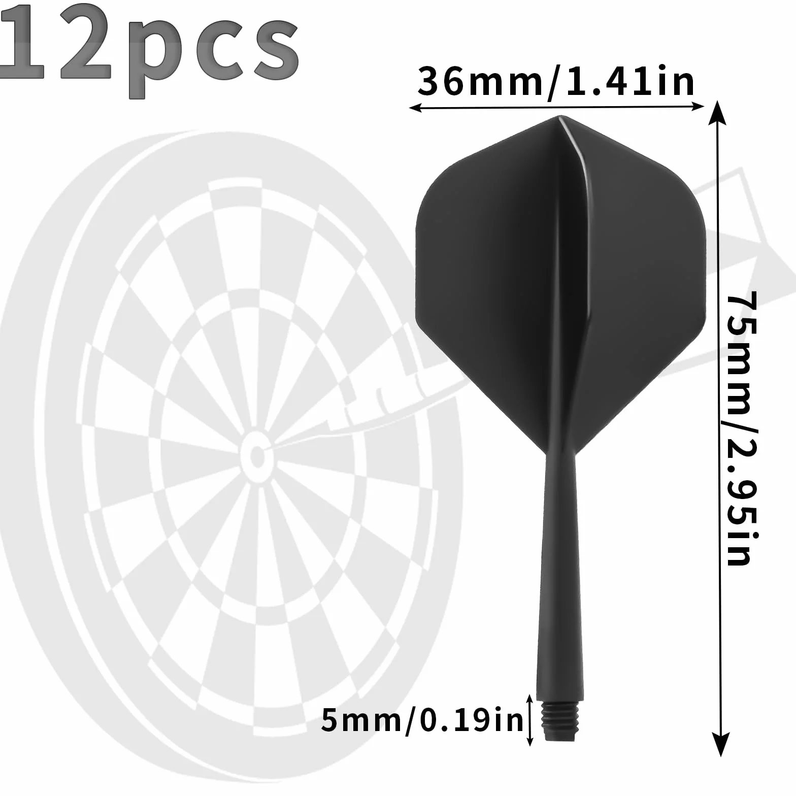 Pyroclasia 12 szt. lotek do darta z trzonkiem, stabilne akcesoria Fusion Flights Flyer z trzonkiem, zintegrowane stałe lotki z tworzywa sztucznego, trzpień do darta Shaft Flight System kombi (2BA)