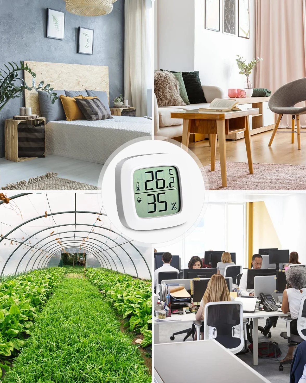 Jissta 5 sztuk termometr wewnętrzny, termometr miernika wilgotności, monitor wilgotności z czujnikiem miernika temperatury, mini cyfrowy miernik temperatury miernik wilgotności do domu szklarniowego