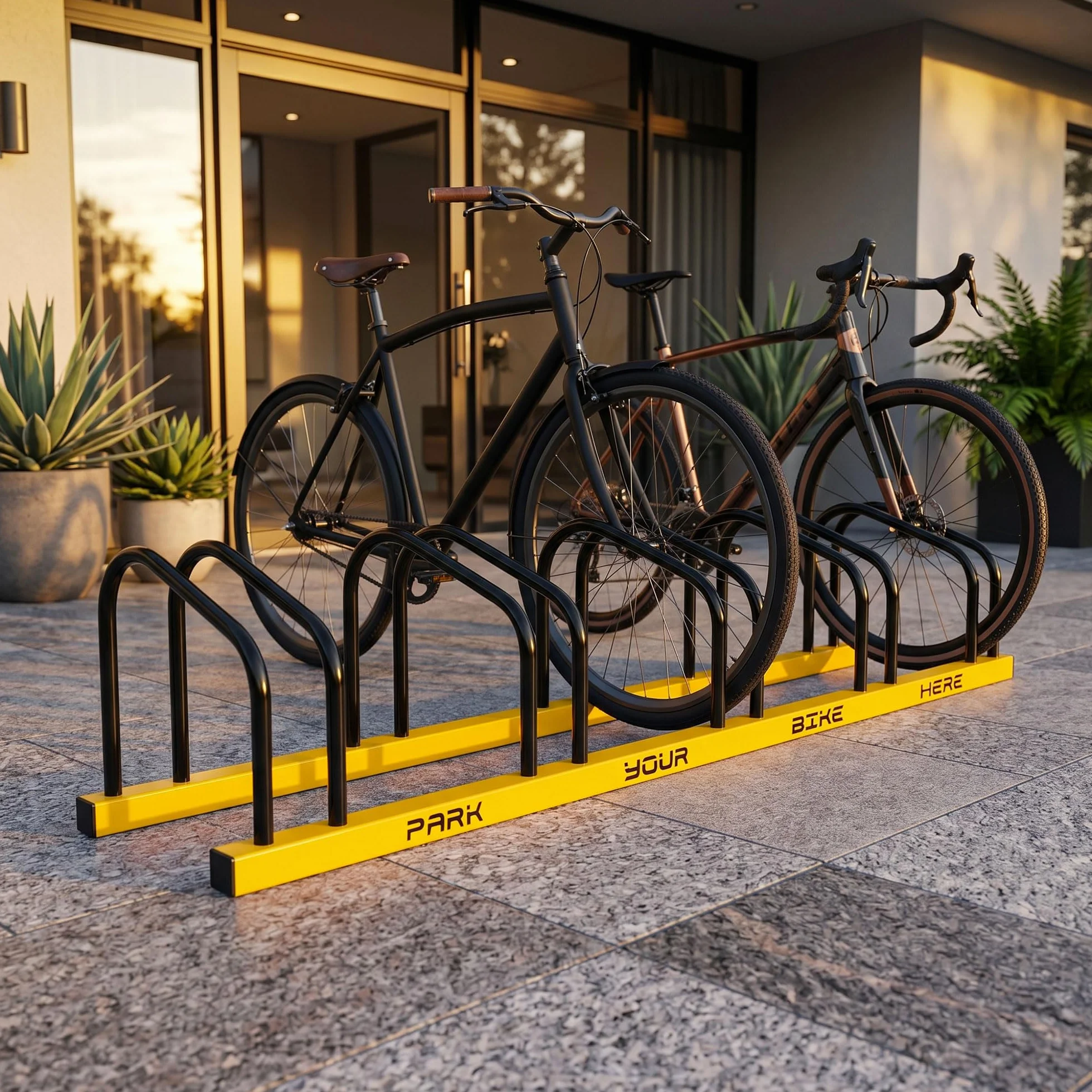 BOUDECH Stojak Stojak Modułowy 5 w 1 ze stali antykorozyjnej z mechanizmem mocowania do podłoża Idealny do parkowania do 5 rowerów w parku, prywatnych ulicach lub garażu.