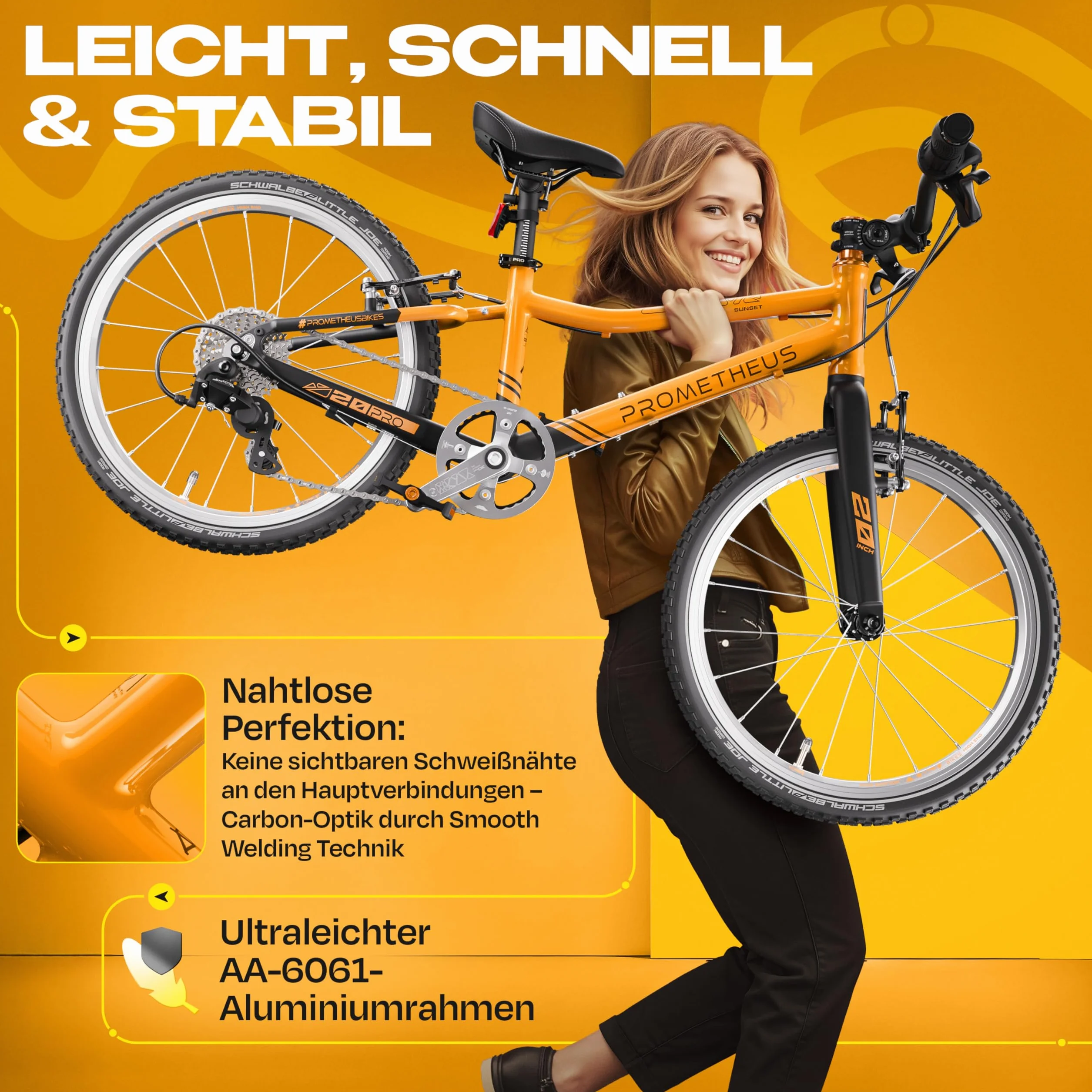 PROMETHEUS BICYCLES PRO rower dziecięcy 20 cali aluminiowy 7-biegowy Microshift