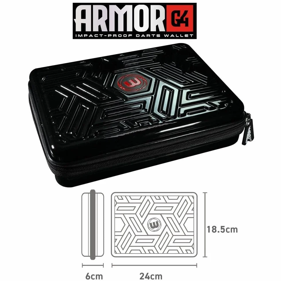 WINMAU Armor Darts Wallet – etui na rzutki mieści w pełni zmontowane rzutki i akcesoria, odporne na uderzenia, bardzo trwałe i bezpieczne, Czarny, 24 x 18.5 x 6 cm