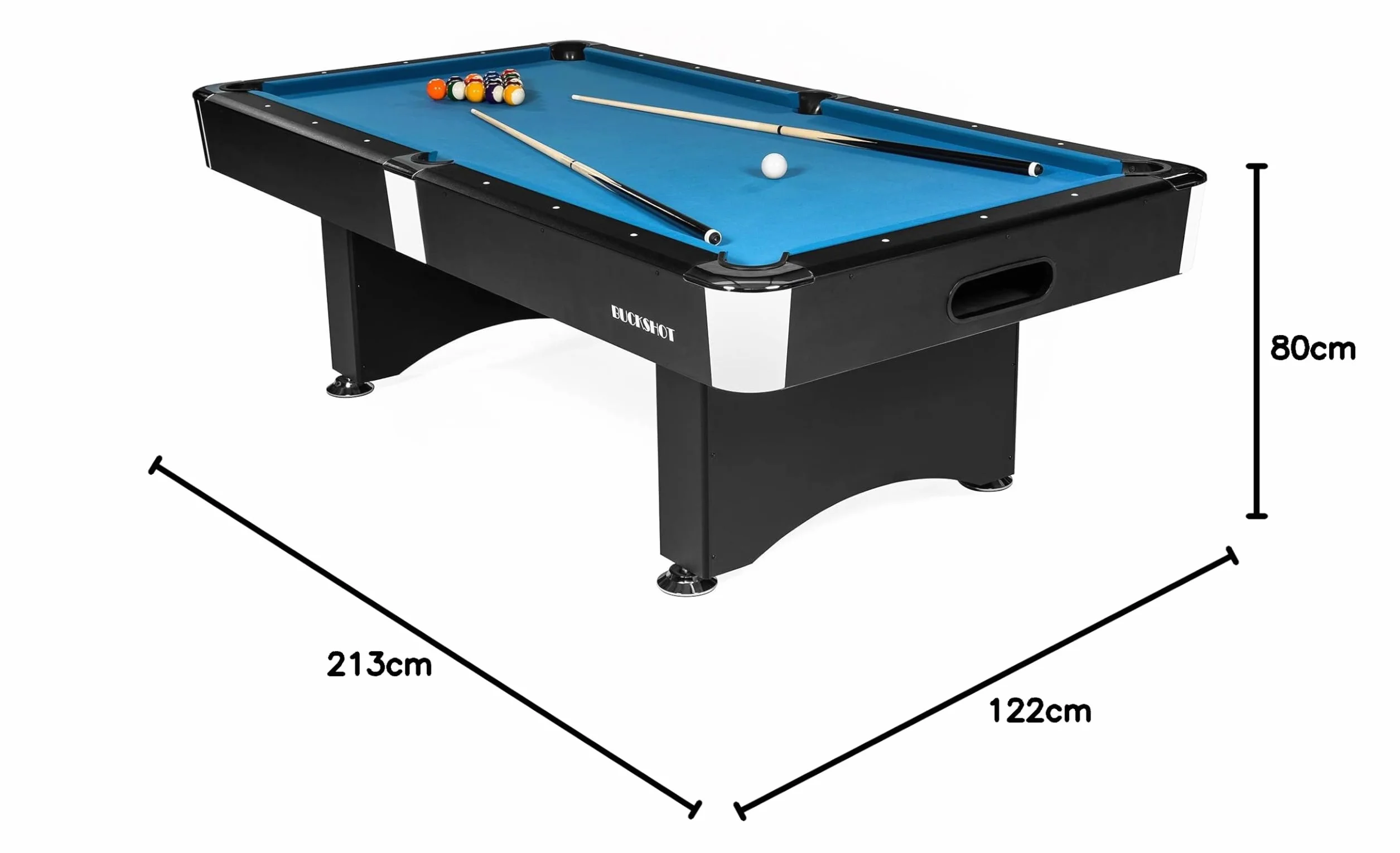 Stół bilardowy 7ft BuckShot Manhattan - 213 x 122 x 80 cm - amerykański bilard - automatyczny powrót piłek, bilard z akcesoriami, 110 kg