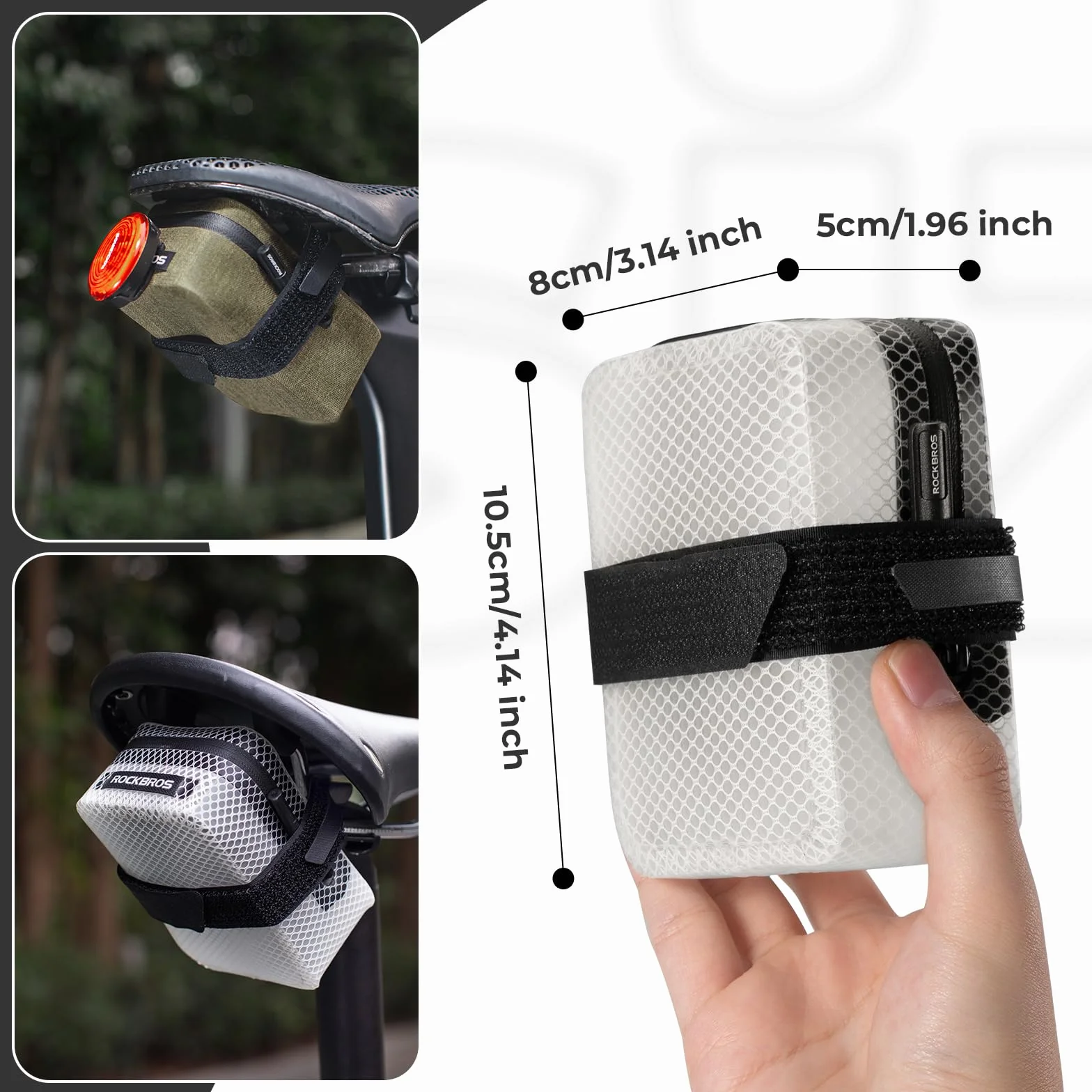 ROCKBROS torba pod siodełko rowerowe Mini, wodoszczelna i lekka torba na siodełko do rowerów szosowych i MTB, kompaktowa i przenośna akcesoria rowerowe
