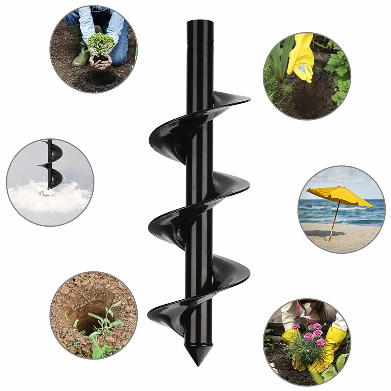 Wiertarka ręczna 60-85 cm regulowana, średnica 10 cm Wiertło spiralne do ogrodu z antypoślizgowym uchwytem, szybka sadzarka świder do mocowania słupków ogrodzeniowych, sadzenia drzew
