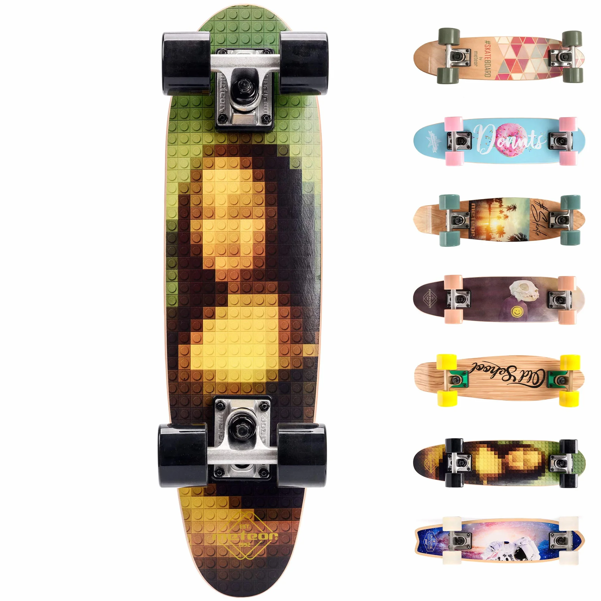 Deskorolka skate mini cruiser Klasyczna fiszka skateboard longboard do Nauki jazdy dla dzieci Deska dla początkujących Idealna na skatepark Drewniana retro lekka tania młodzież nastolatków meteor