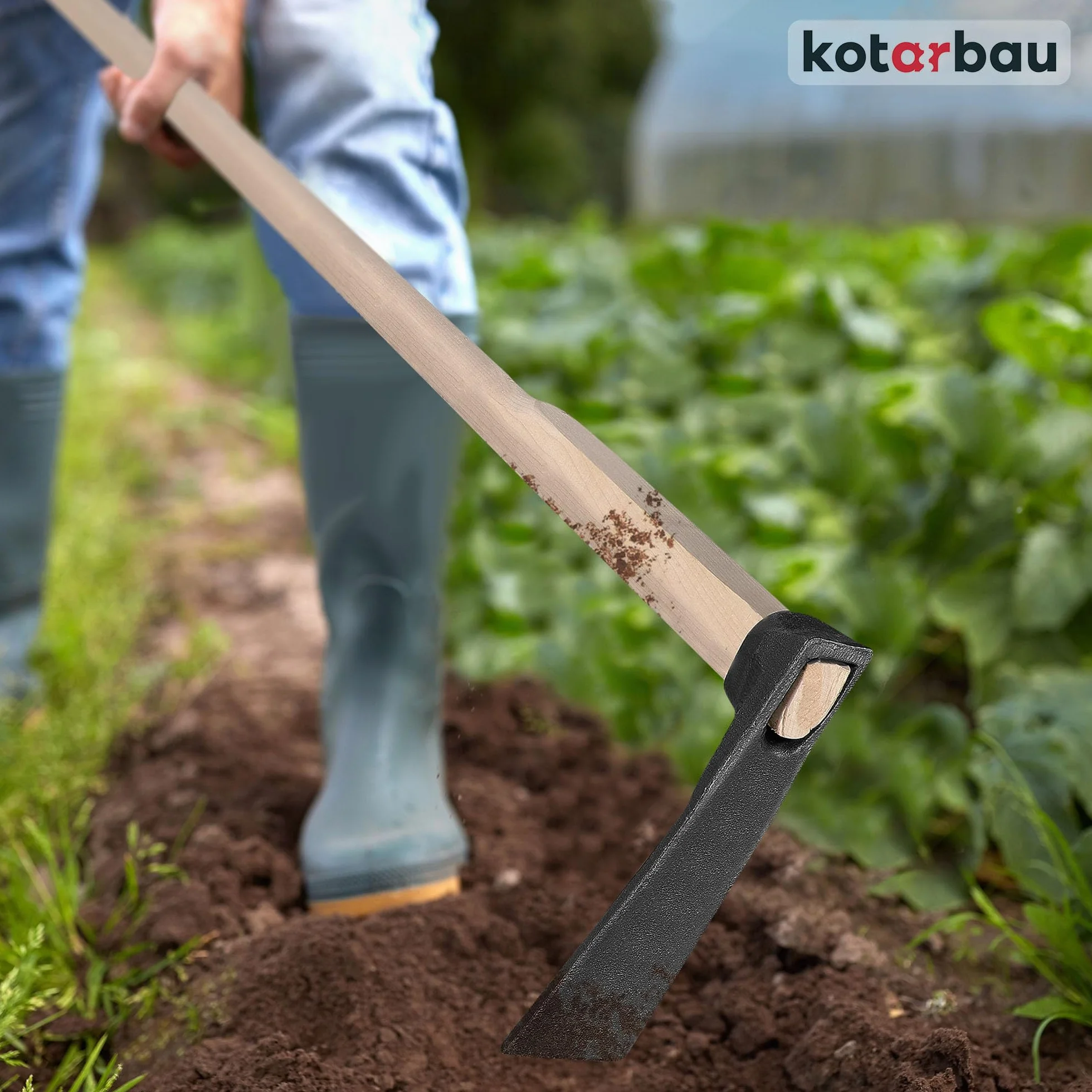 KOTARBAU® Motyka ogrodowa 23 cm z trzonkiem 120 cm z drewna, motyka do chwastów, motyka ogrodowa, narzędzie do przesadzania, pielenia, pielęgnacji ogrodu, narzędzia ogrodowe, narzędzia ogrodowe
