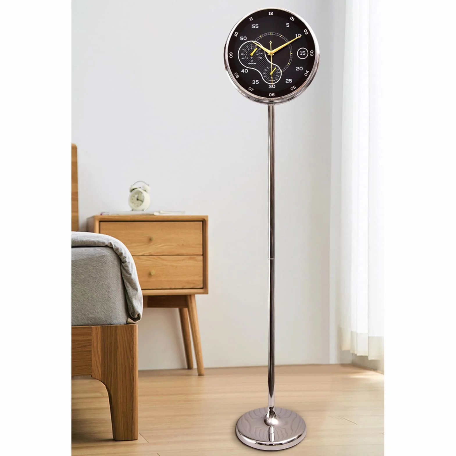 Zegar podłogowy do salonu, nowoczesny prosty zegar kwarcowy, cichy zegar stojący do domowego biura (F, 30 cm cyfry arabskie)