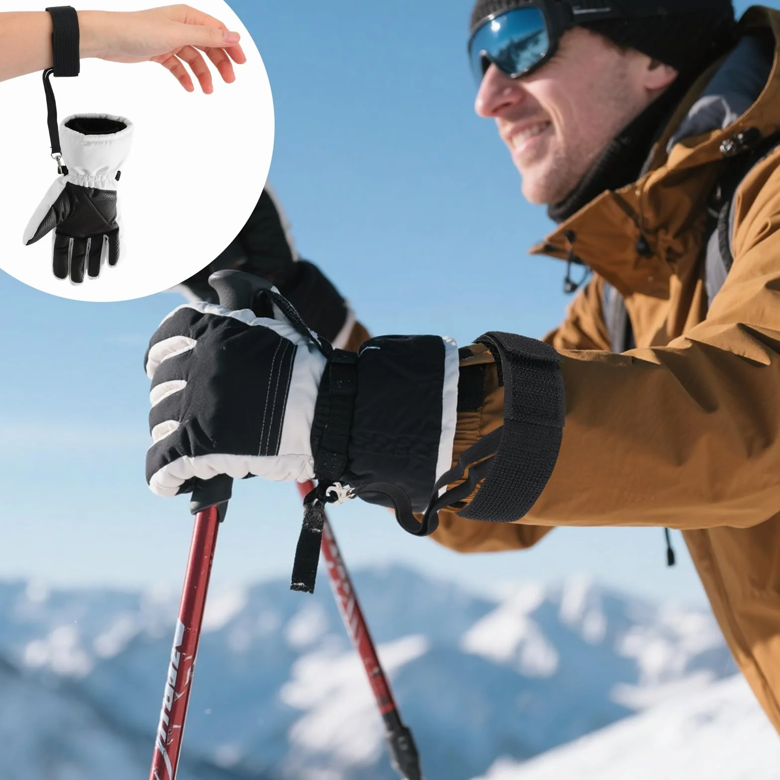 Paski Bezpieczeństwa do Rękawic Narciarskich 4szt, Wytrzymałe Elastyczne Akcesoria do Snowboardu