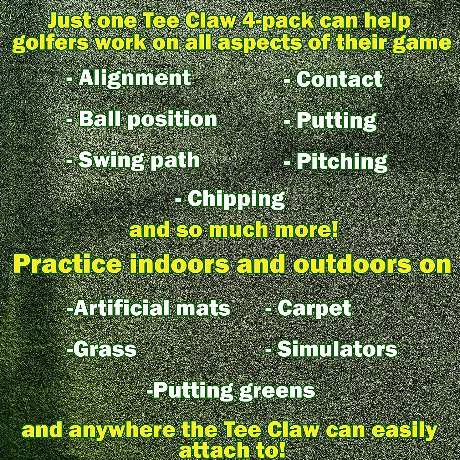 Tee Claw Zestaw pomocniczy do treningu golfowego, uchwyt na koszulkę ze sztucznej murawy i pomoc treningowa (biały/czarny, 4-pak)