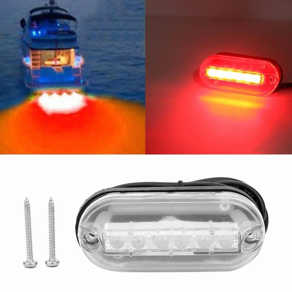 Lampa morska LED 3W DC12V Wodoodporna Zatapialna czerwona