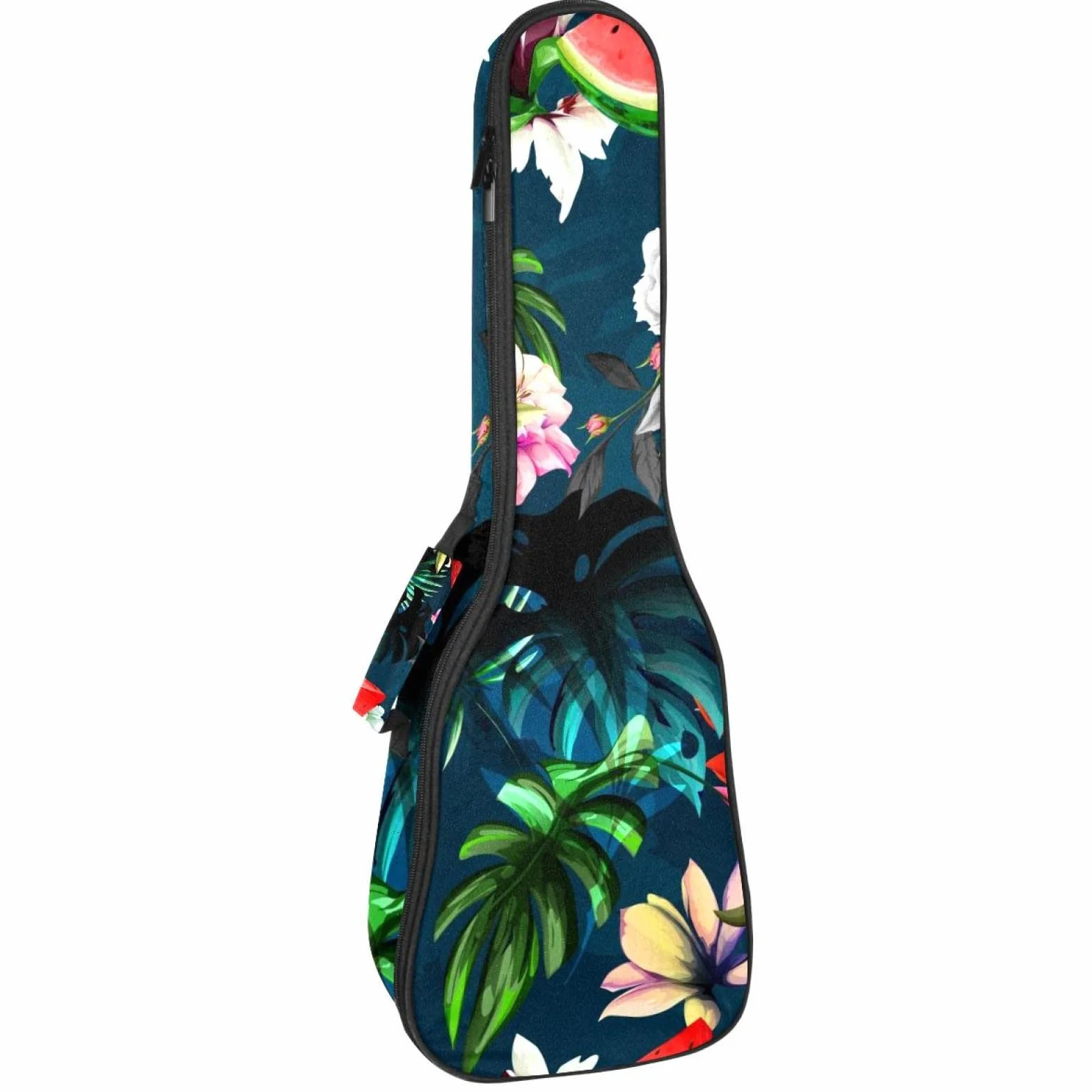 Torba na ukulele lato arbuz piwonia kwiat tropikalne liście ukulele etui na koncert sopranowy tenorowy 23 cale 10 mm grubości miękkie wyściełane regulowane paski torba na koncert koncert