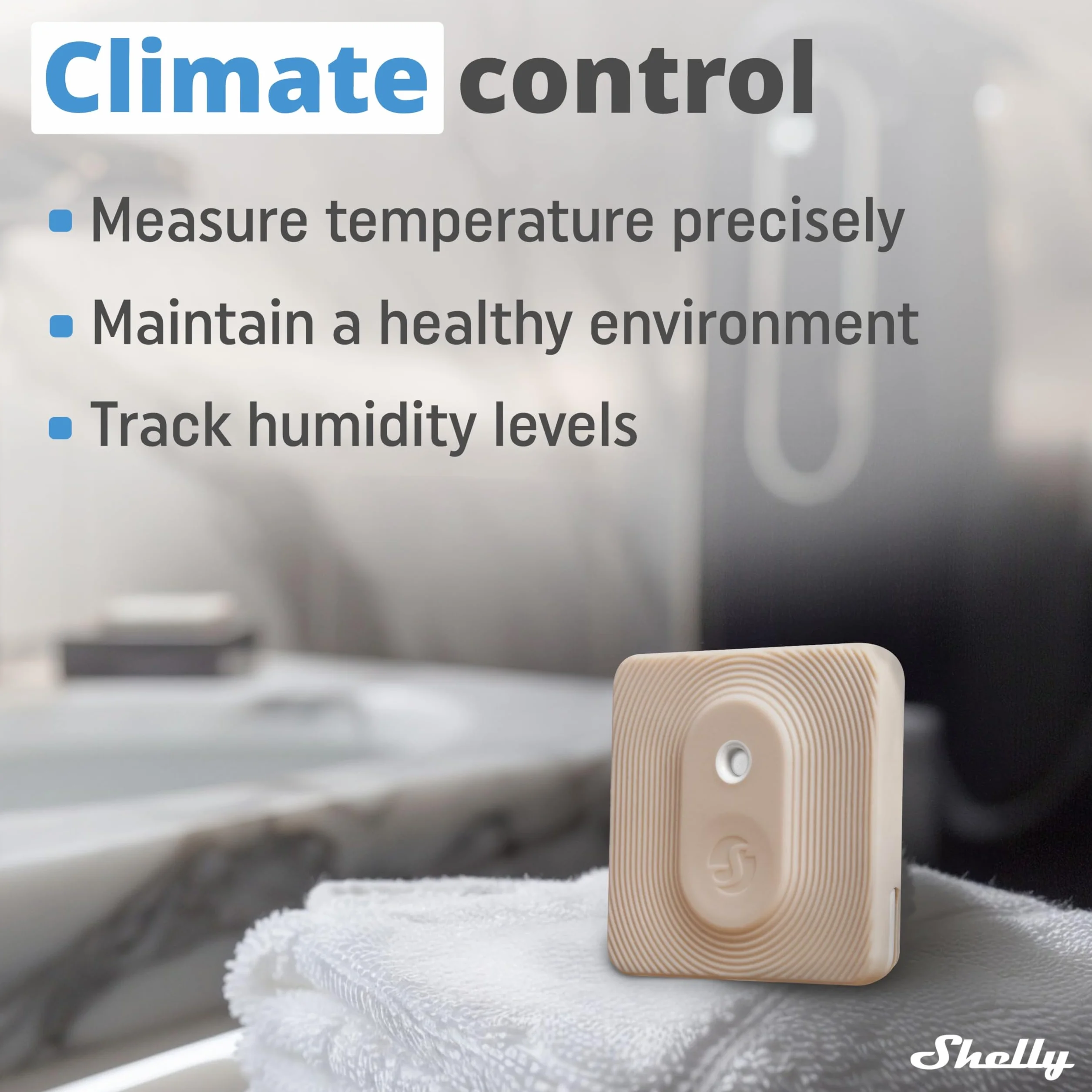 Shelly BLU H&T Mocha - czujnik temperatury i wilgotności Bluetooth, inteligentny termometr i higrometr wewnętrzny/zewnętrzny, stopień ochrony IP54, nie wymaga HUB-a, zdalne sterowanie