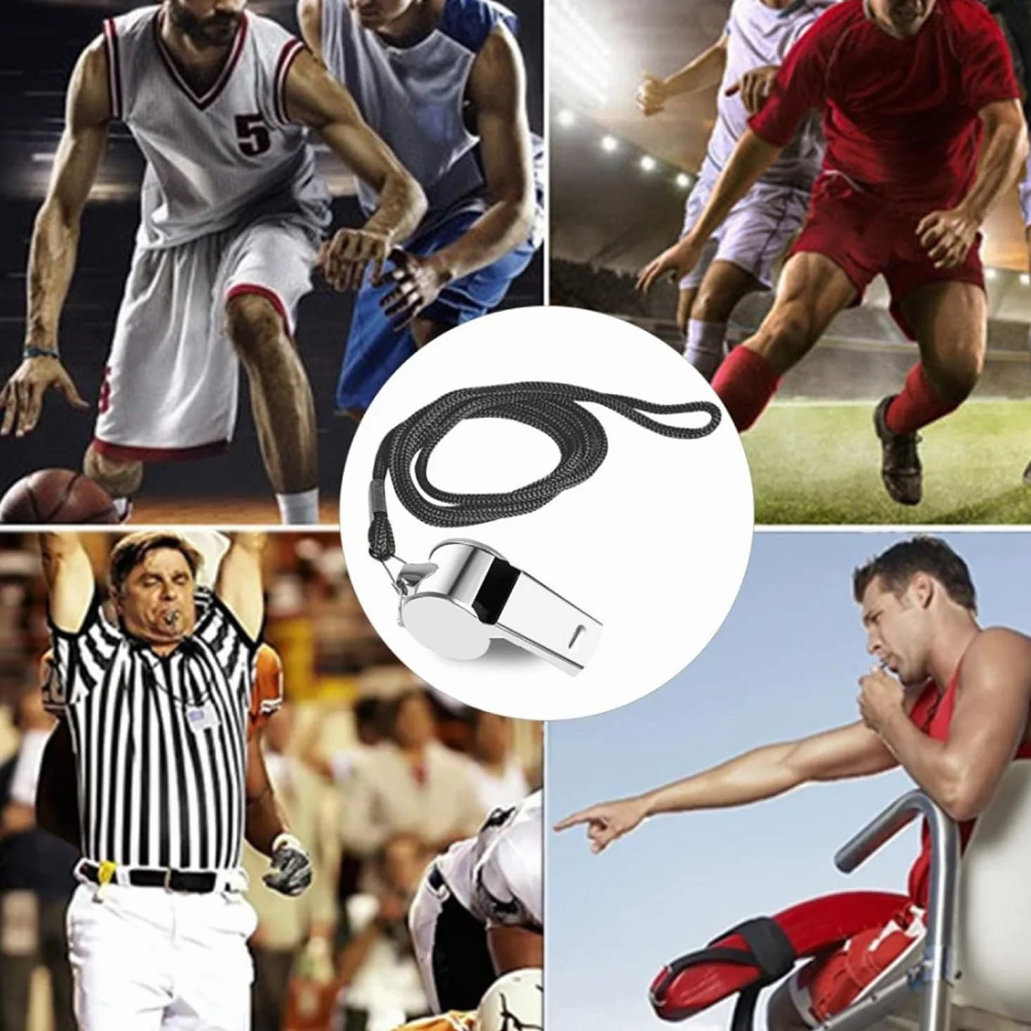 Metalowy gwizdek sędziowski ze smyczą, ostry dźwięk dla sportu