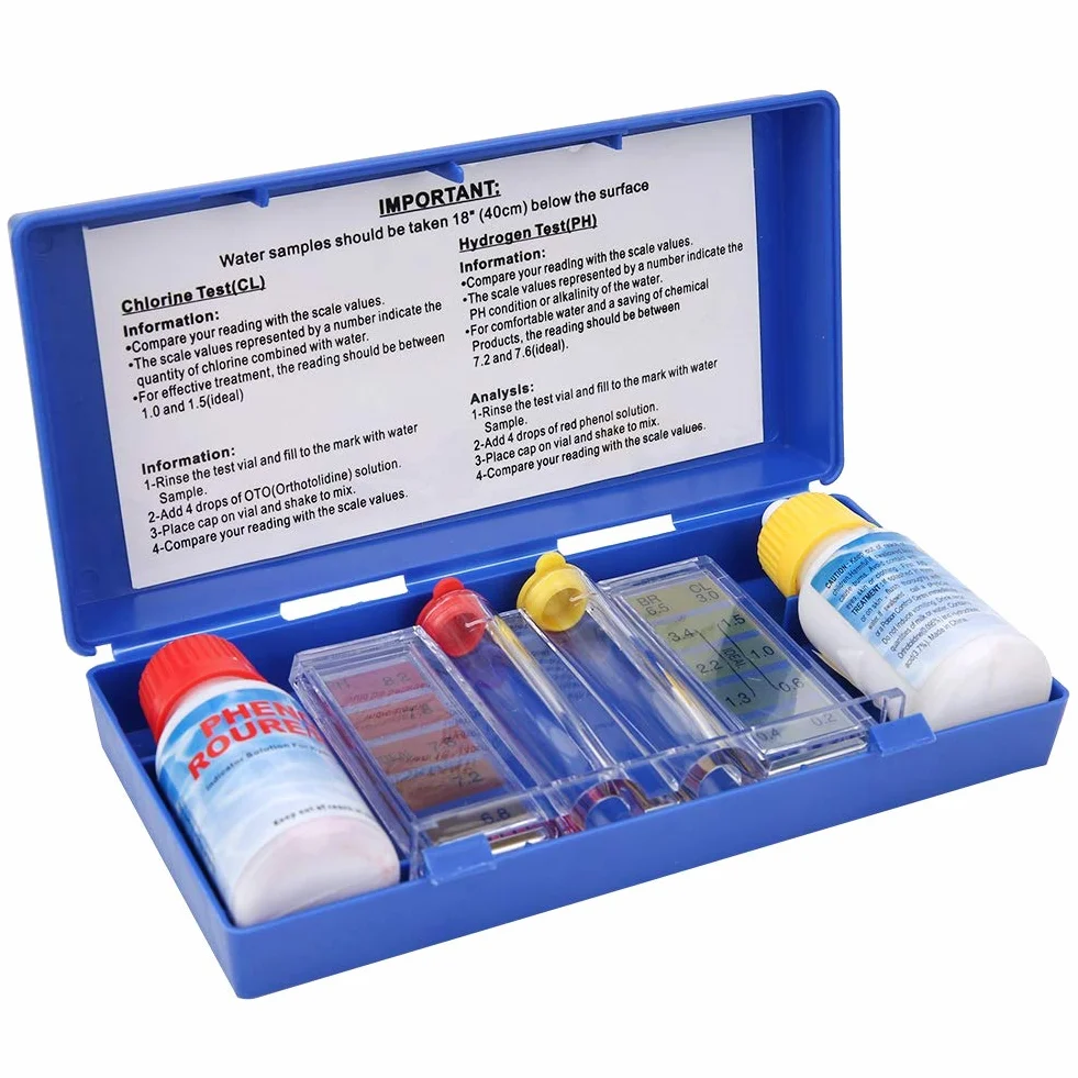 Zestaw do Badania Jakości PH Tester Basenu Pudełko Testowe do Testowania Chloru PH do Basenów Spa z Gorącymi źródłami