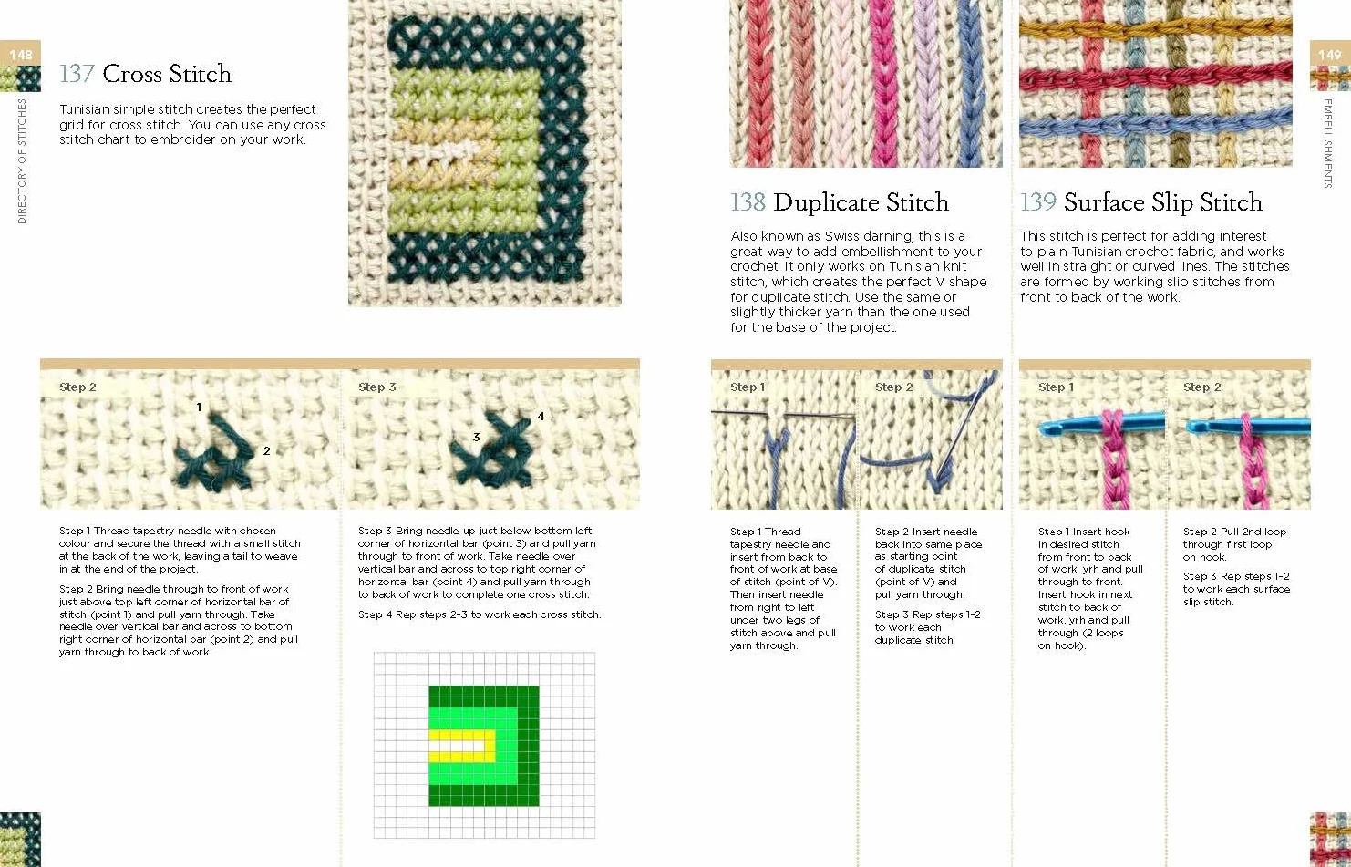 Tunisian Crochet Stitch Dictionary: 150 Essential Stitches with Actual-Size Swatches, Charts, and Step-by-Step Photos