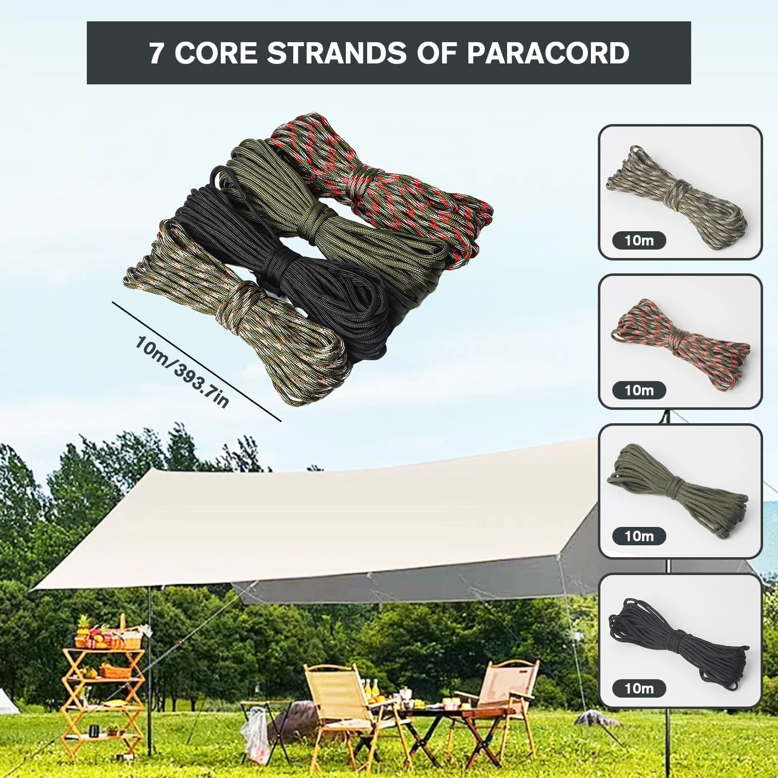 Paracord 4 mm 550 typ III 40 m linka nylonowa zestaw 7 rdzeni