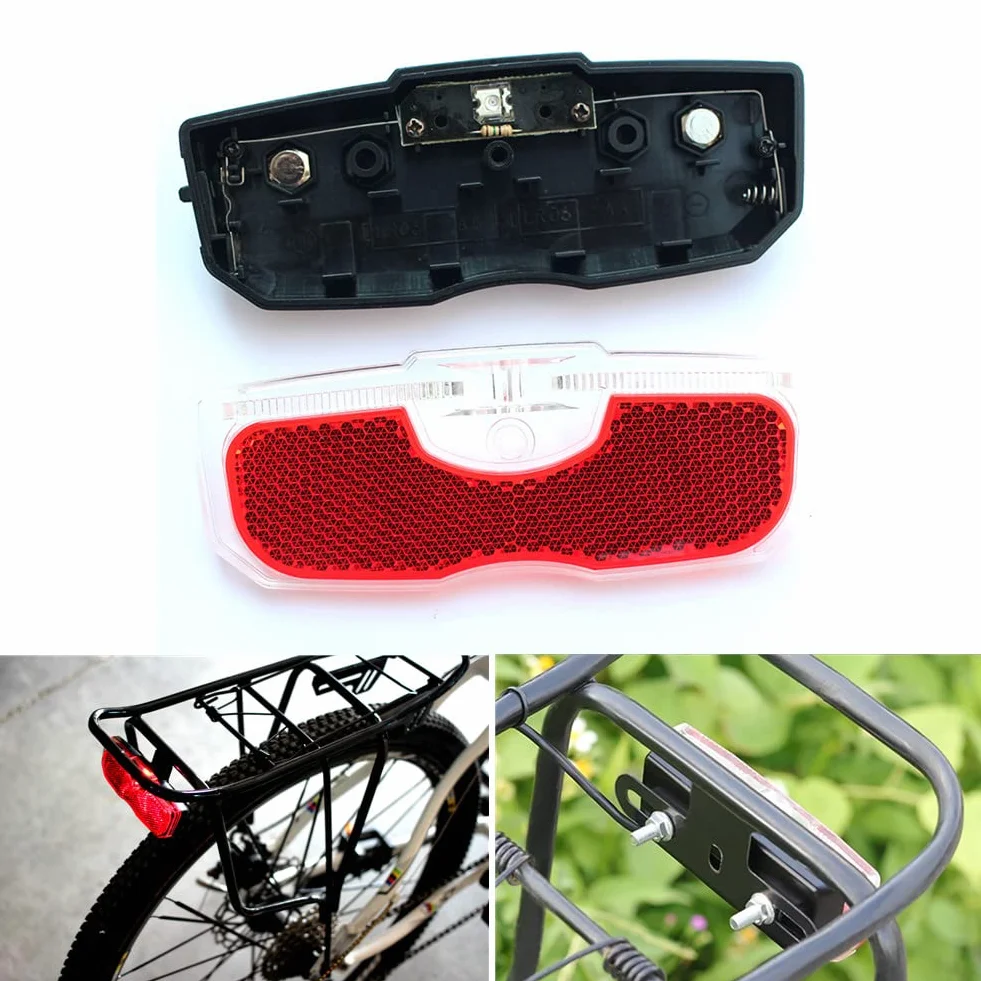 Tylne światło rowerowe, tylne światło rowerowe do bagażnika ze stopu aluminium, odblaskowe światło tylne, 80 mm mocowanie śrubowe/łatwe uwalnianie (bateria nie jest dołączona)