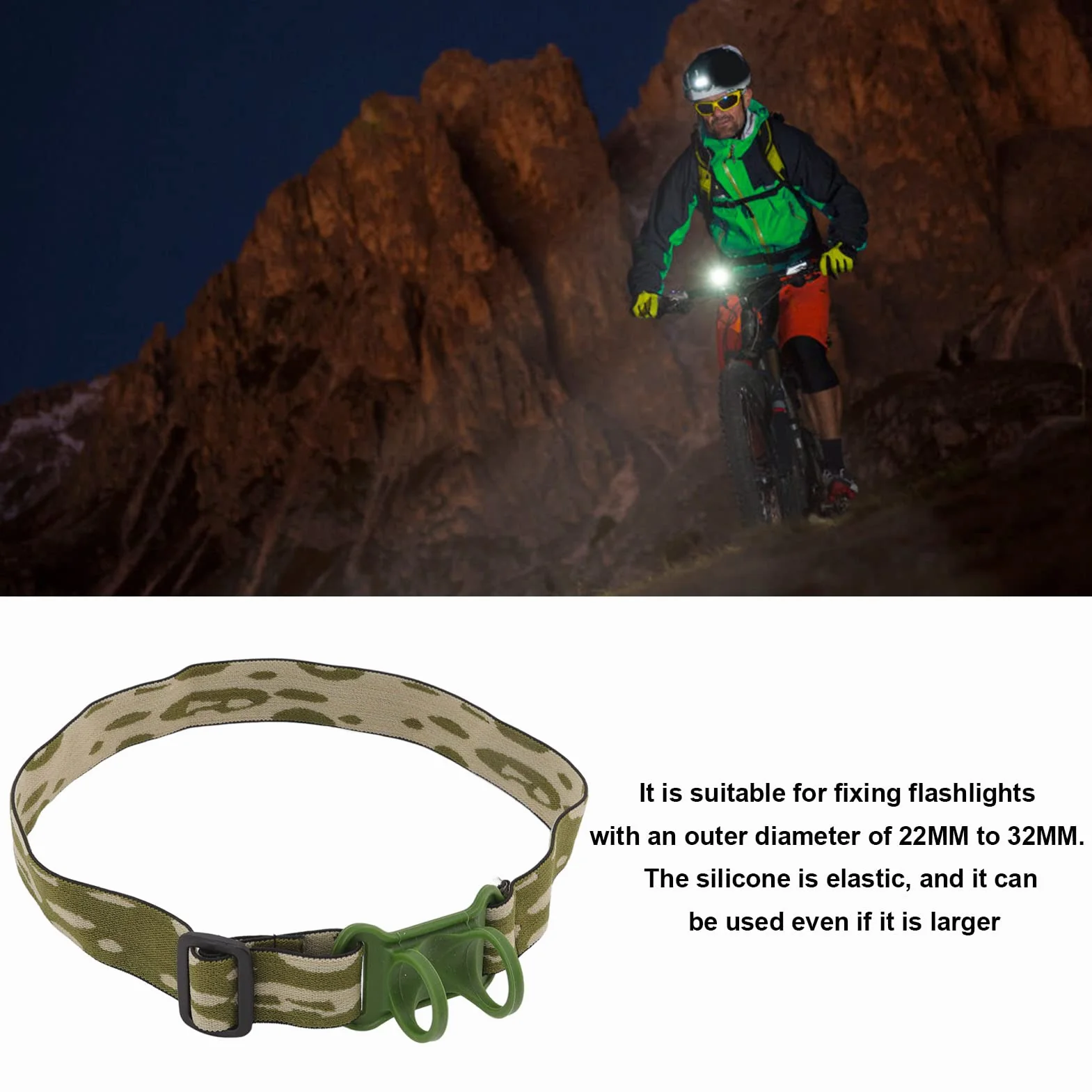 Regulowana Elastyczna Opaska na Czołówkę Pas Mocujący 22-32 mm do Latarki Wspinaczka Speleologia Nurkowanie