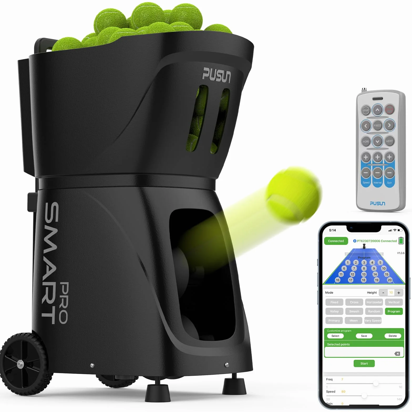 PT Smart PRO maszyna do piłki tenisowej z pilotem 1,8-8s