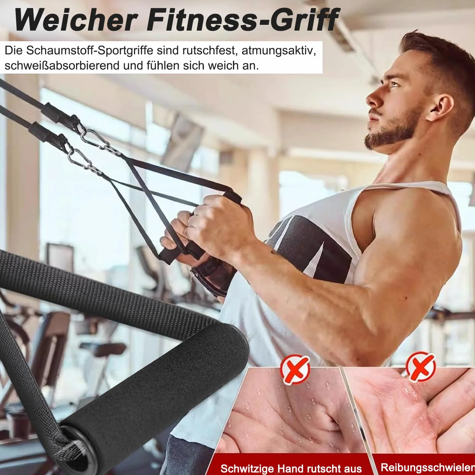 Uchwyt jednoręczny do taśm fitness 2 sztuki czarny