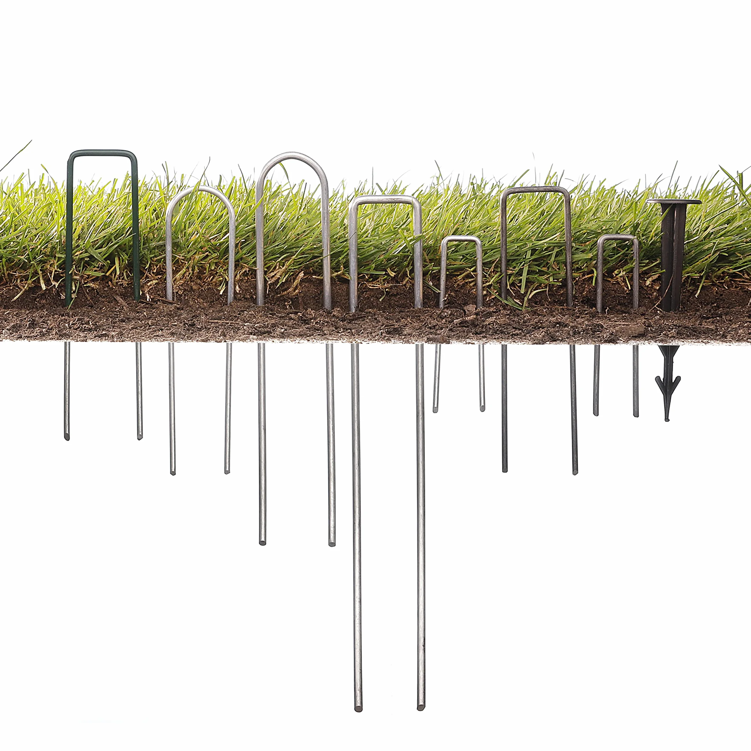 GardenMate - kotwy gruntowe ocynkowane 100 szt. - dł. 100 mm, szer. 13 mm, Ø 2,9 mm - kotwy mocujące ogrodowe z ocynkowanej stali - śledzie - do mocowania włókniny i sztucznych trawników