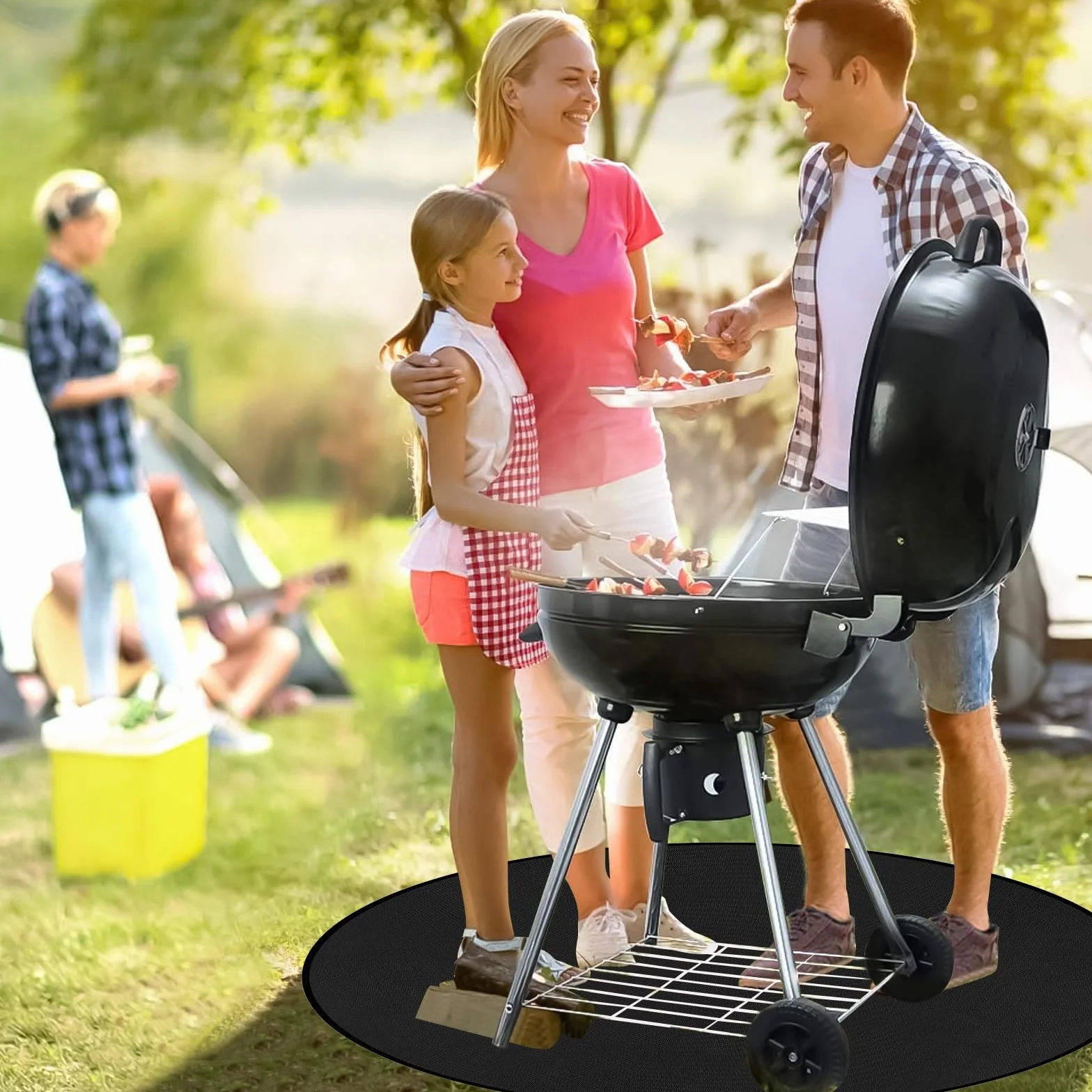 Ognioodporna podkładka, okrągła mata do grillowania, ochrona podłogi, ochrona przeciwpożarowa, ochrona przed wodą, olejem do trawy, podłoża, BBQ, pokładu, trawnika