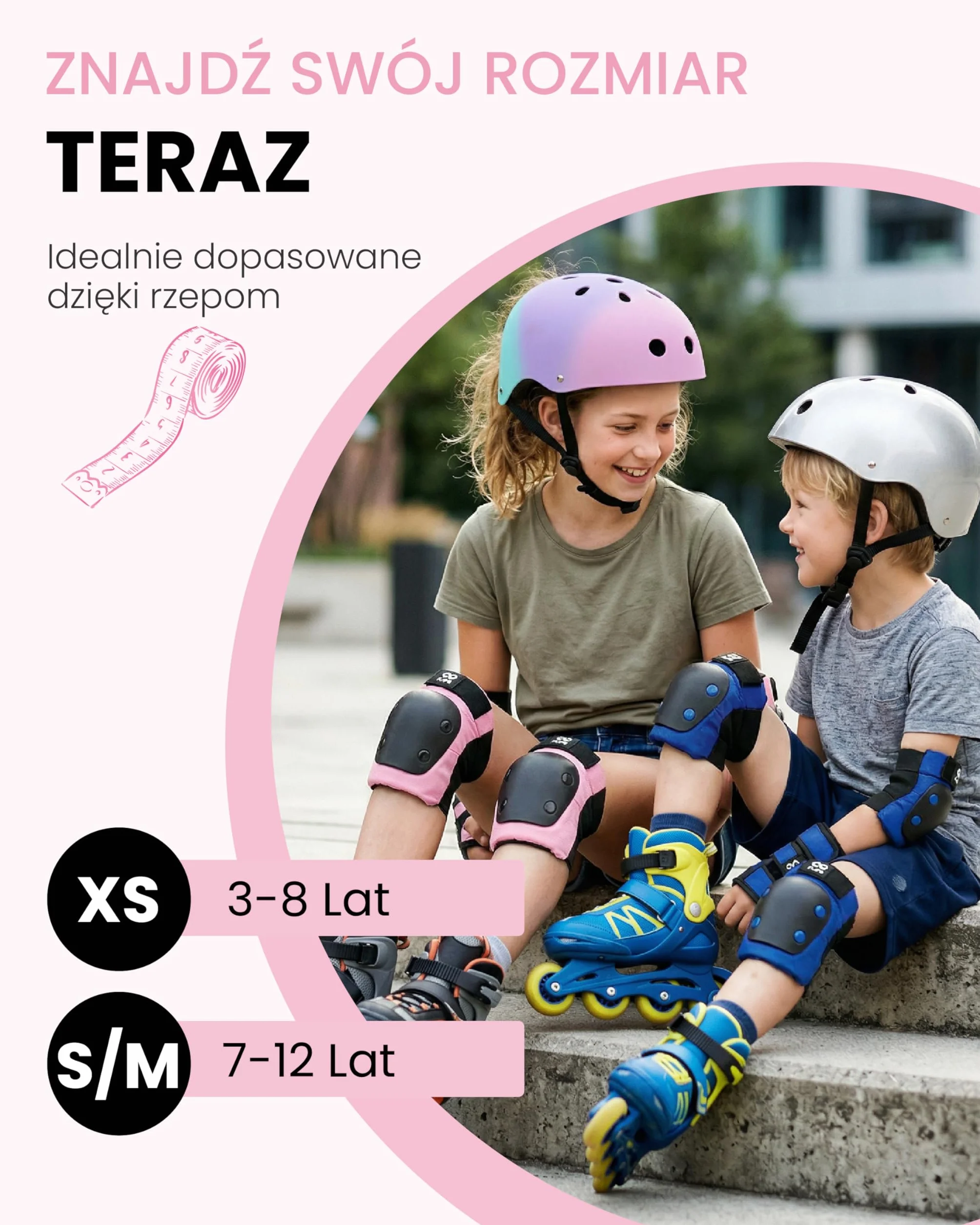 99FLIPS Nakolanniki dla Dzieci - na Deskorolkę i Rolk - Zestaw 6-częściowy - Nakolanniki, Ochraniacz Dłoni, Ochraniacze na łokcie - SLIDE - Rozmiar XS - RÓŻOWY