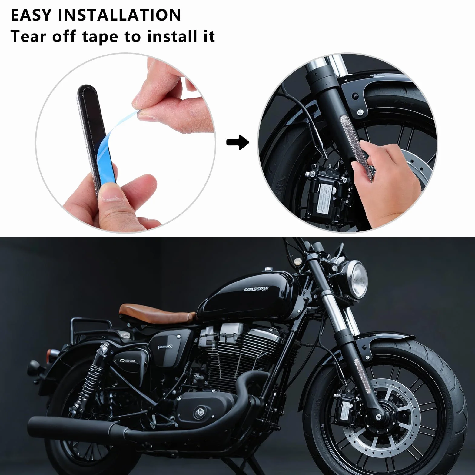 Reflektor motocyklowy i rowerowy LED prostokątny E4 biały samoprzylepny