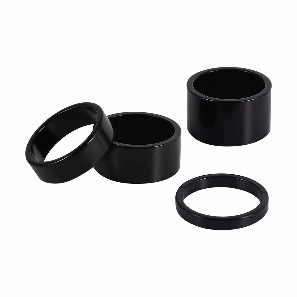 Keenso Podkładki dystansowe do roweru górskiego, zestaw słuchawkowy ze stopu aluminium, 4 szt. 5/10/15/20 mm, czarne