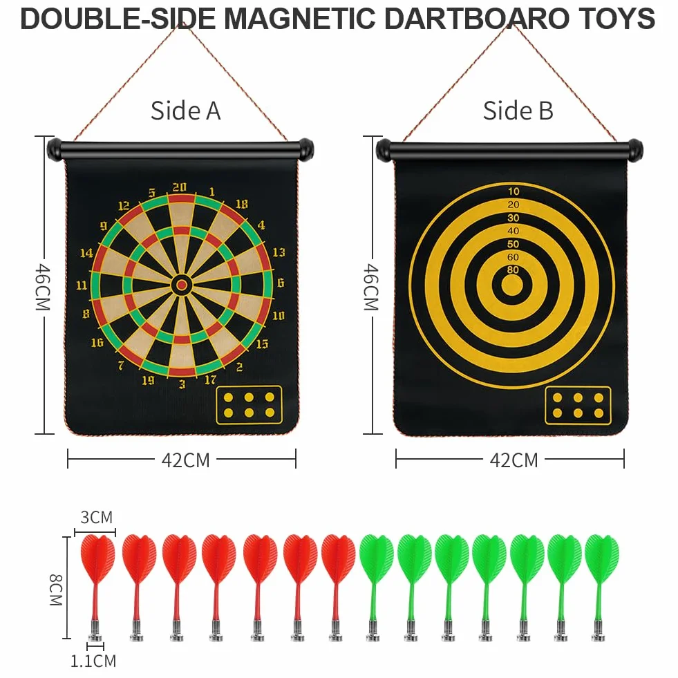 flintronic Magnetyczna tarcza do darta dwustronna, zestaw z 14 rzutkami