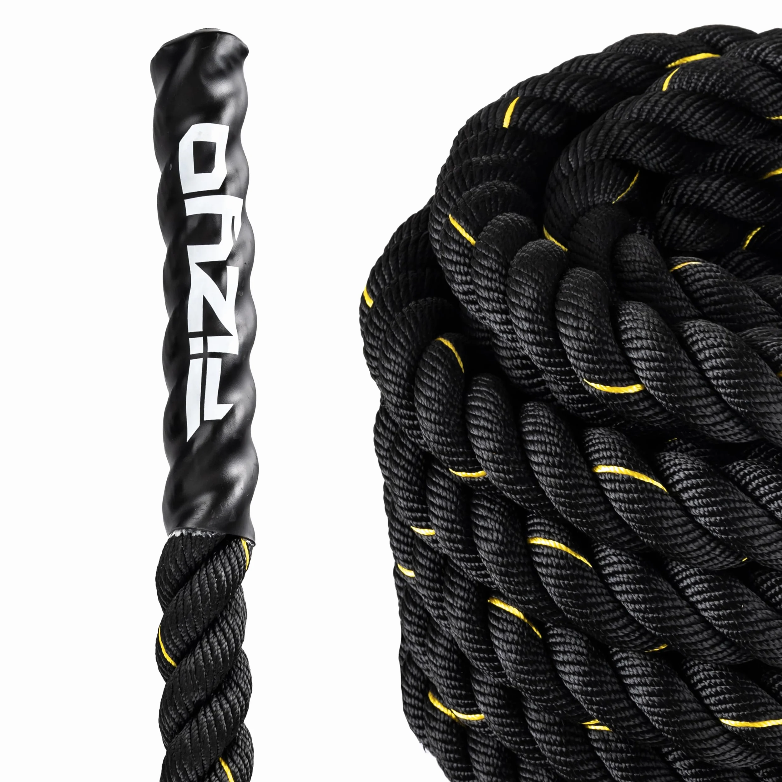 Fizyo Profesjonalna Lina Treningowa z Powlekanymi Końcówkami 9m - Battle Rope do Treningu Funkcjonalnego, Siłowego, Wytrzymałościowego i Koordynacyjnego, Uderzeniowa Lina Zamachowa do Ćwiczeń