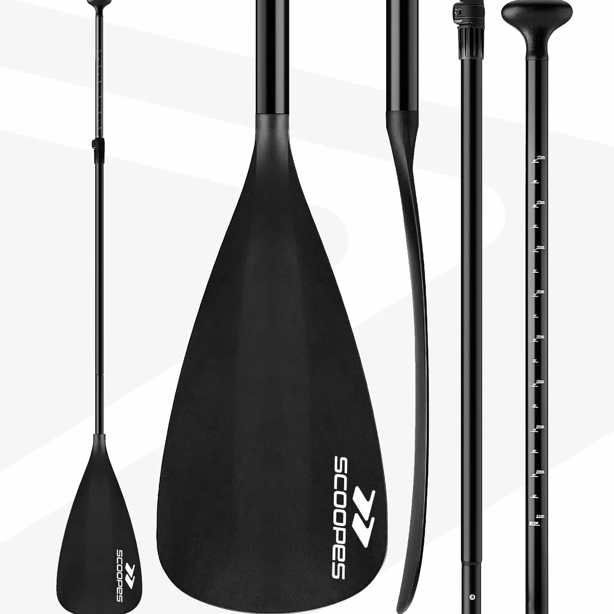 Składane wiosło do kajaka SUP regulowane 165-225 cm aluminium srebrne czarne