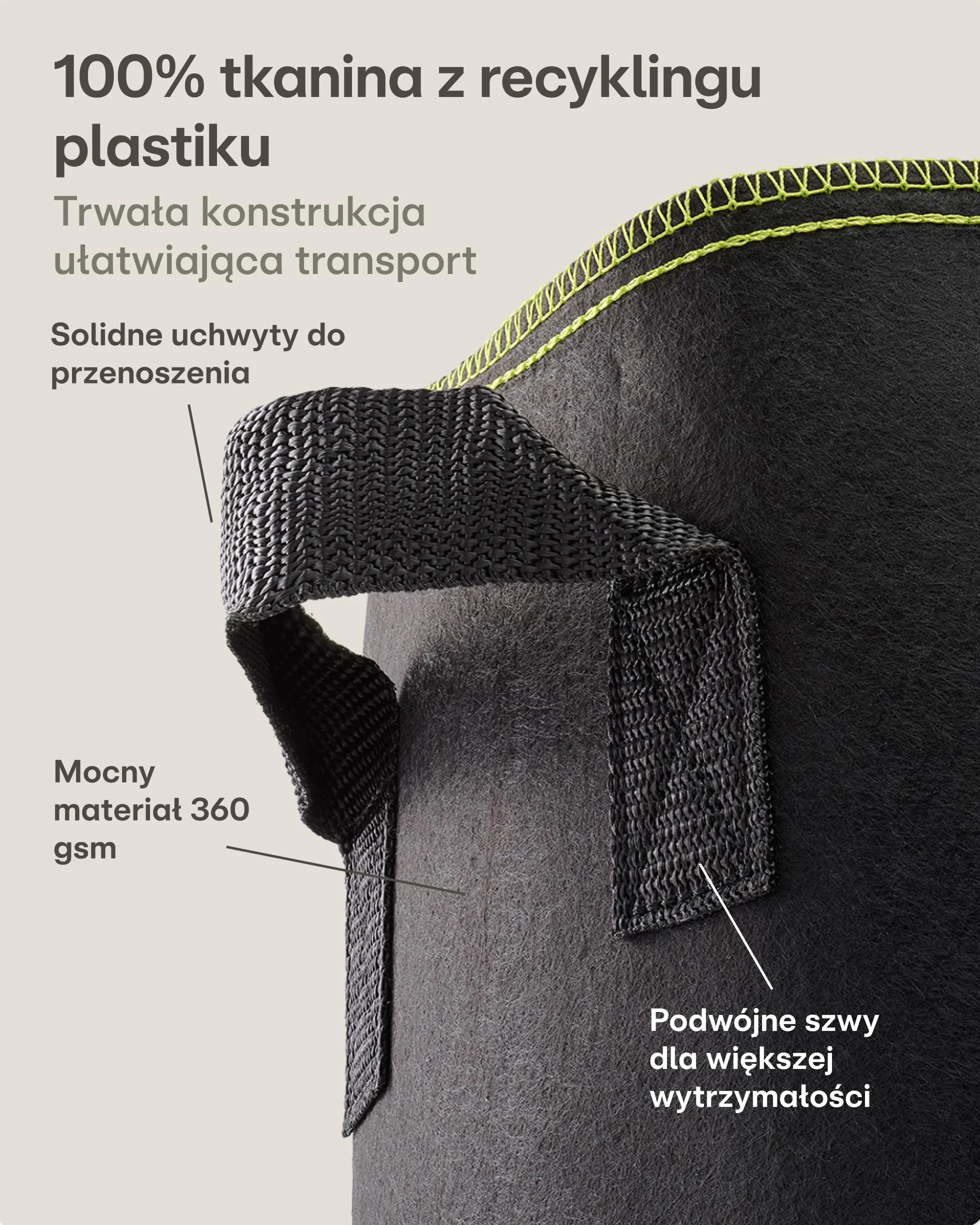 Worek do sadzenia 60L - 3 Torba na rośliny z etykietami - Z uchwytem - Do warzyw i roślin