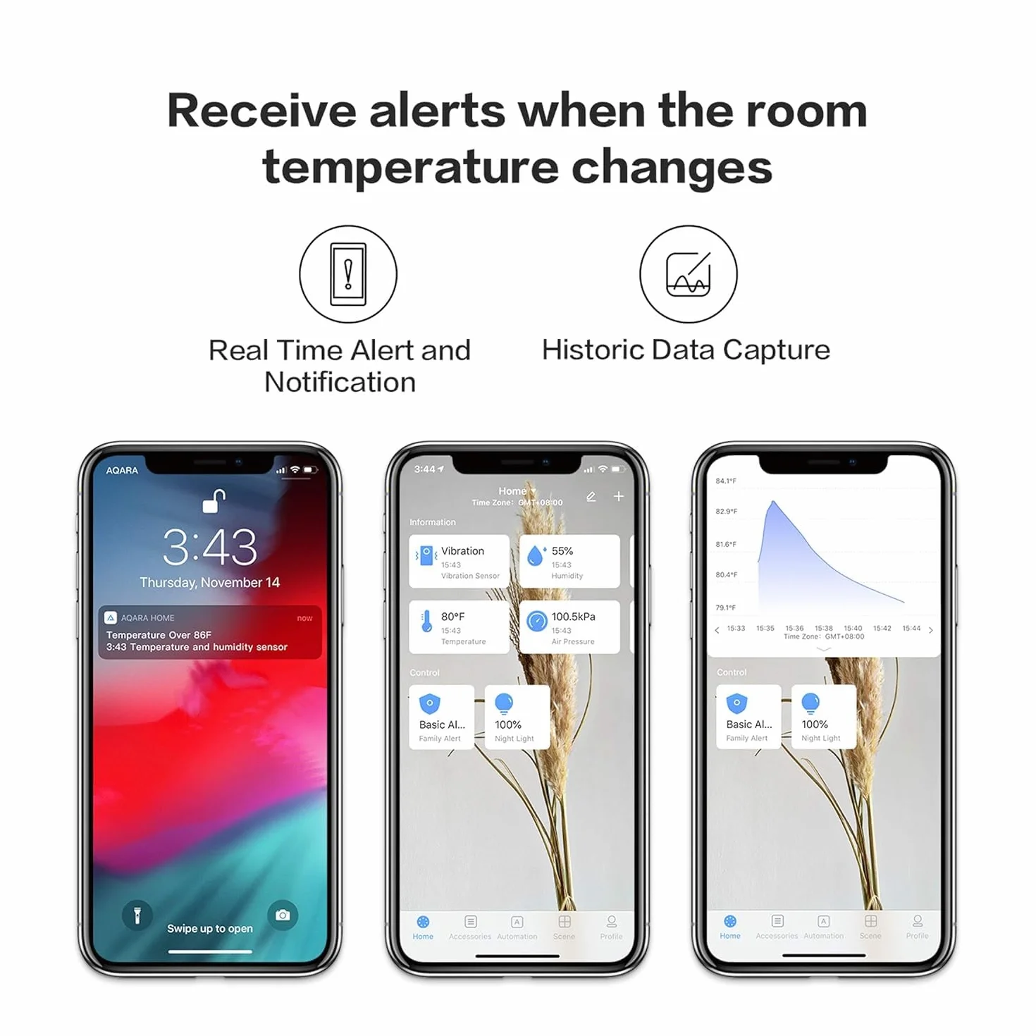 Aqara Czujnik Temperatury i Wilgotności 3-pak, WYMAGANY HUB OD AQARA, Do Zdalnego Monitorowania i Automatyzacji Domu, Bezprzewodowy Termometr Higrometr, Kompatybilny z HomeKit, Alexa, Działa z IFTTT
