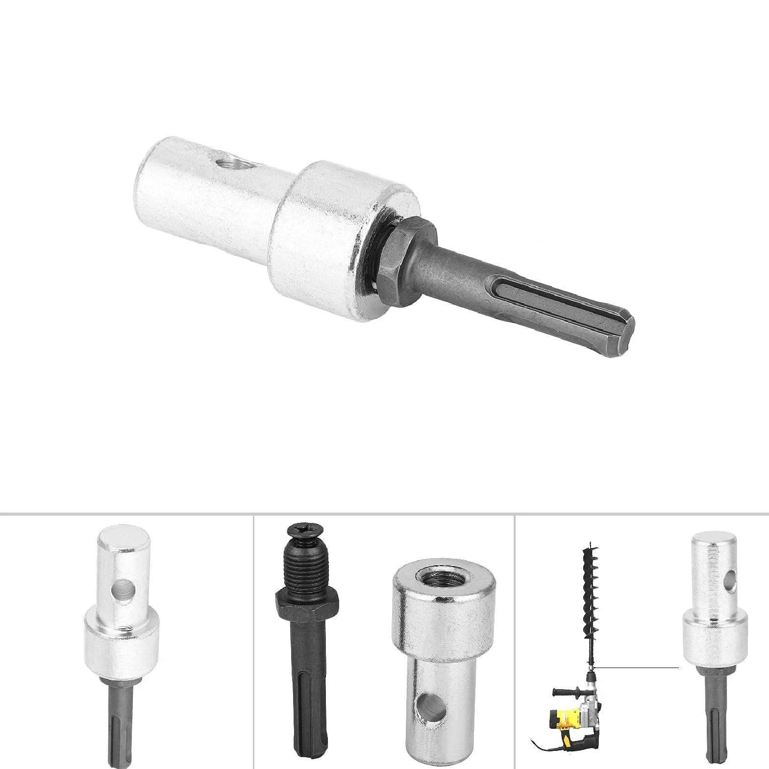 Adapter do wiertarki ziemnej, złącze wtykowe do wiertarki elektrycznej, trwałe, praktyczne, 2 gniazda, stabilne, 2 otwory dla majsterkowiczów, wytrzymałe, profesjonalne pracowniki