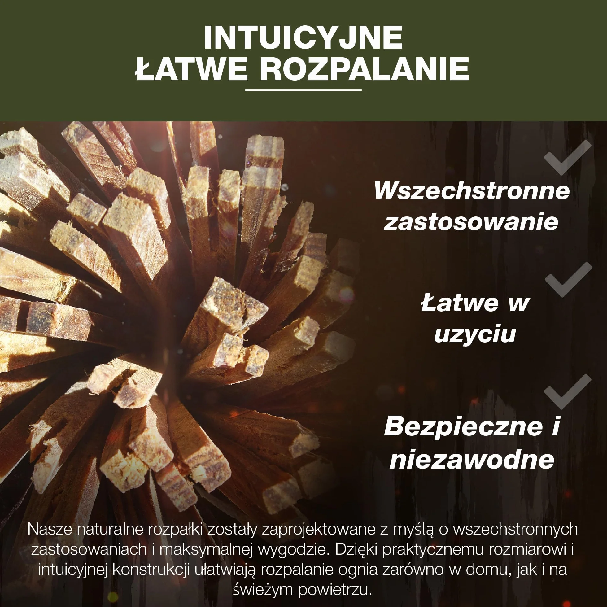 SWISSINNO Naturalne podpałki Flame Flash | Ekologiczne rozpałki do kominków, grilli i ognisk | 500 g