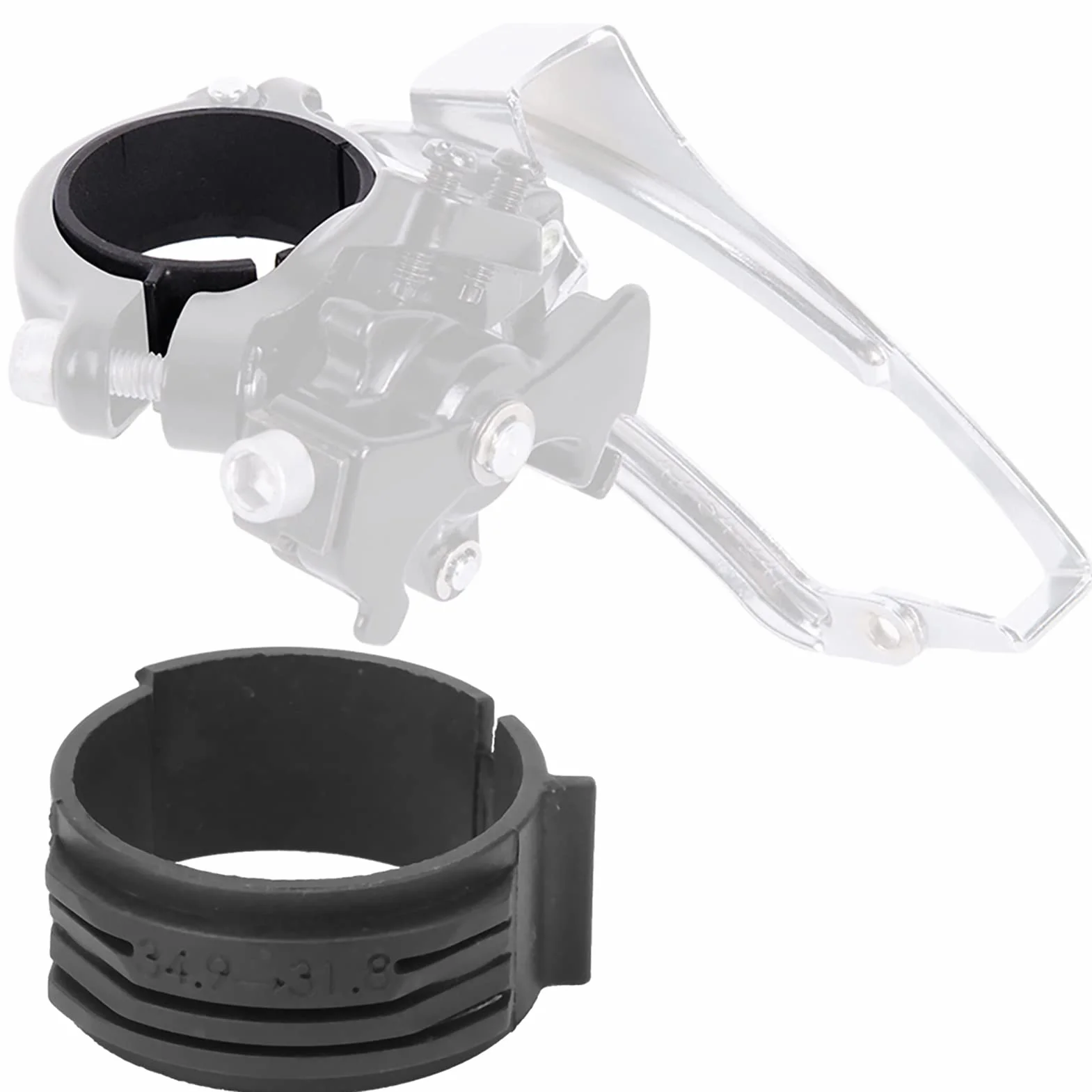 Przerzutka Przednia Shim 28.6 Adapter Przerzutki Przedniej Plastik 2 szt. Bike Przerzutka Przednia Konwersja Shim Rower Górski 34,9 Mm do 31,8 Mm