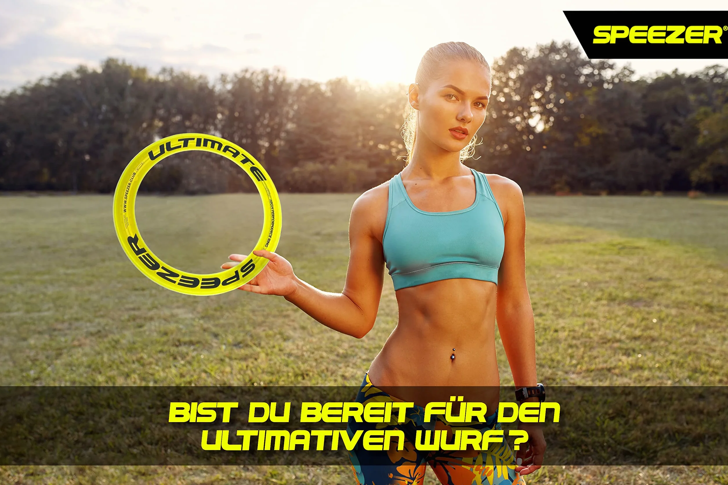 SPEEZER® Ultimate Frisbee Ring 33 cm neonowo-żółty krążek do rzucania 400 m