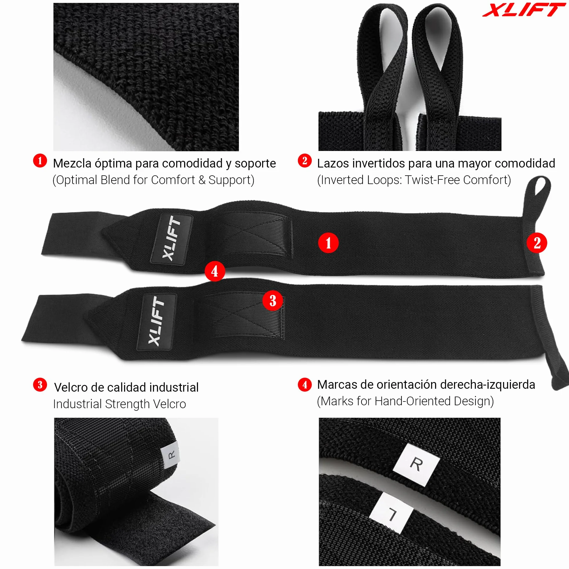XLIFT Opaski Gimnastyczne Crossfit Nadgarstki Wrist Wraps do Podnoszenia Ciężarów Sportowe Opaski na Rękę