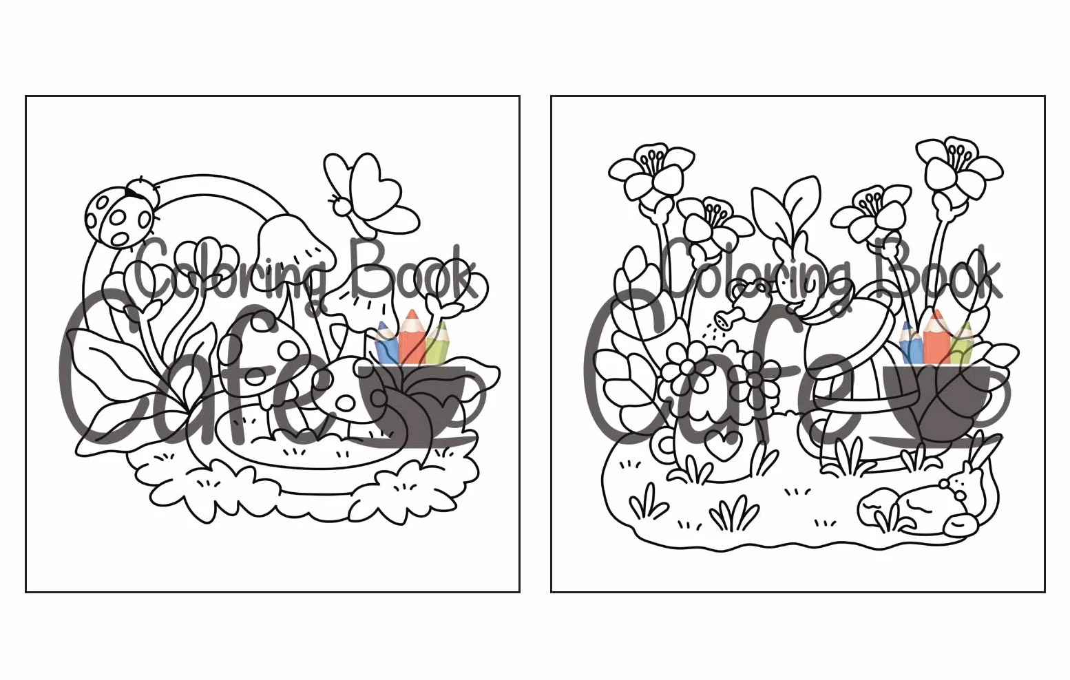 Tiny Gardens: Cute & Comfy Coloring Book for Adults and Teens Featuring Adorable Garden Scenes