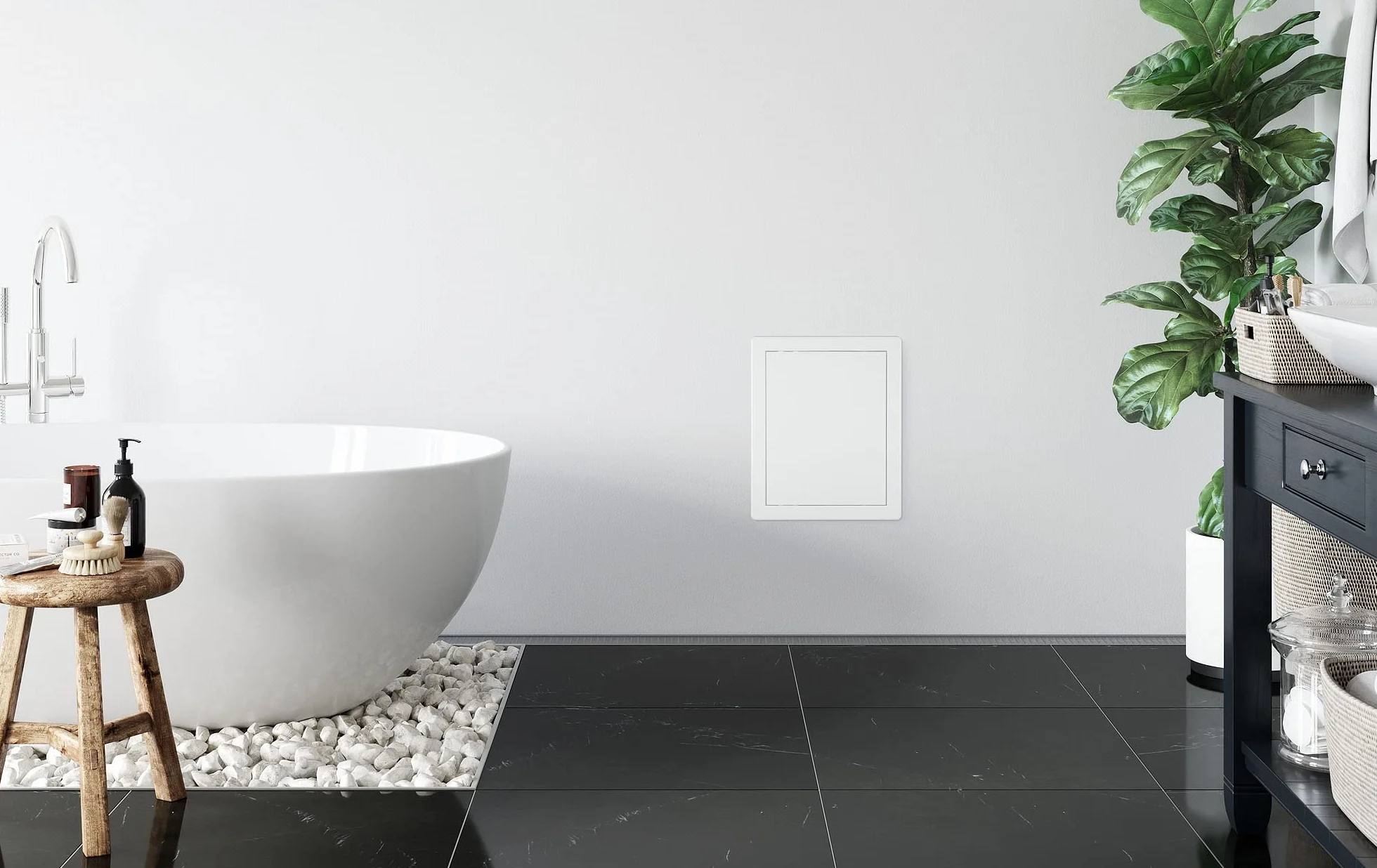 Awenta Drzwi z tworzywa sztucznego 150 x 250 mm – biała pokrywa klapy otwierającej – zamek do drzwi skrzynkowych – zasuwa – ukryty zawias – zdejmowane drzwi – gładka powierzchnia do lakierowania
