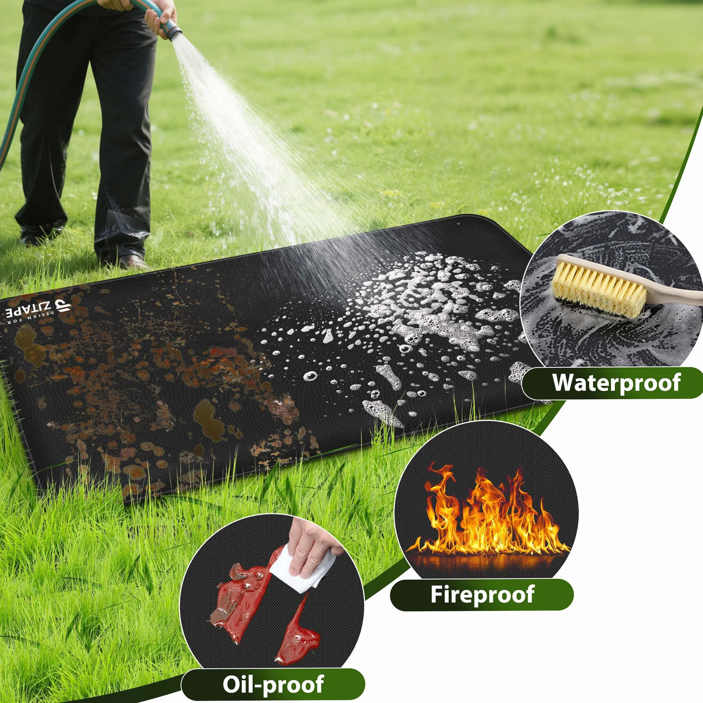 Ognioodporna podkładka, mata grillowa, grill gazowy – 130 x 90 cm, składana mata chroniąca przed wysoką temperaturą, podkładka pod grill, silikonowa mata z włókna szklanego, odporna na działanie wody